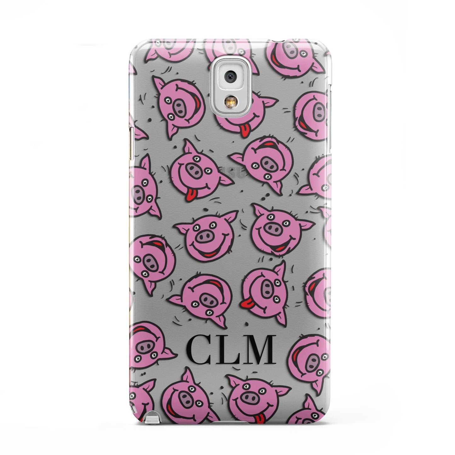 Personalised Pig Initials Clear Samsung Galaxy Note 3 Case