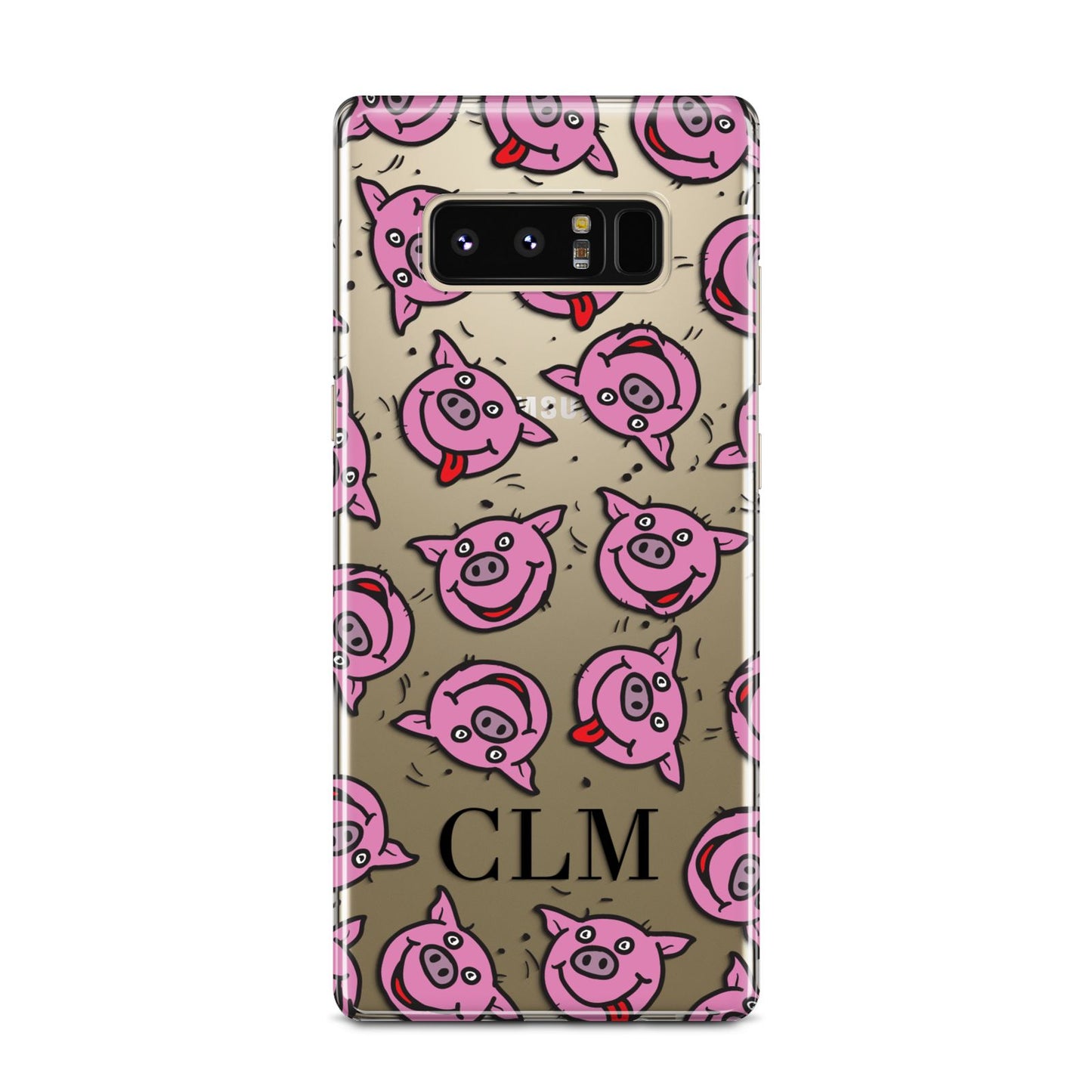 Personalised Pig Initials Clear Samsung Galaxy Note 8 Case