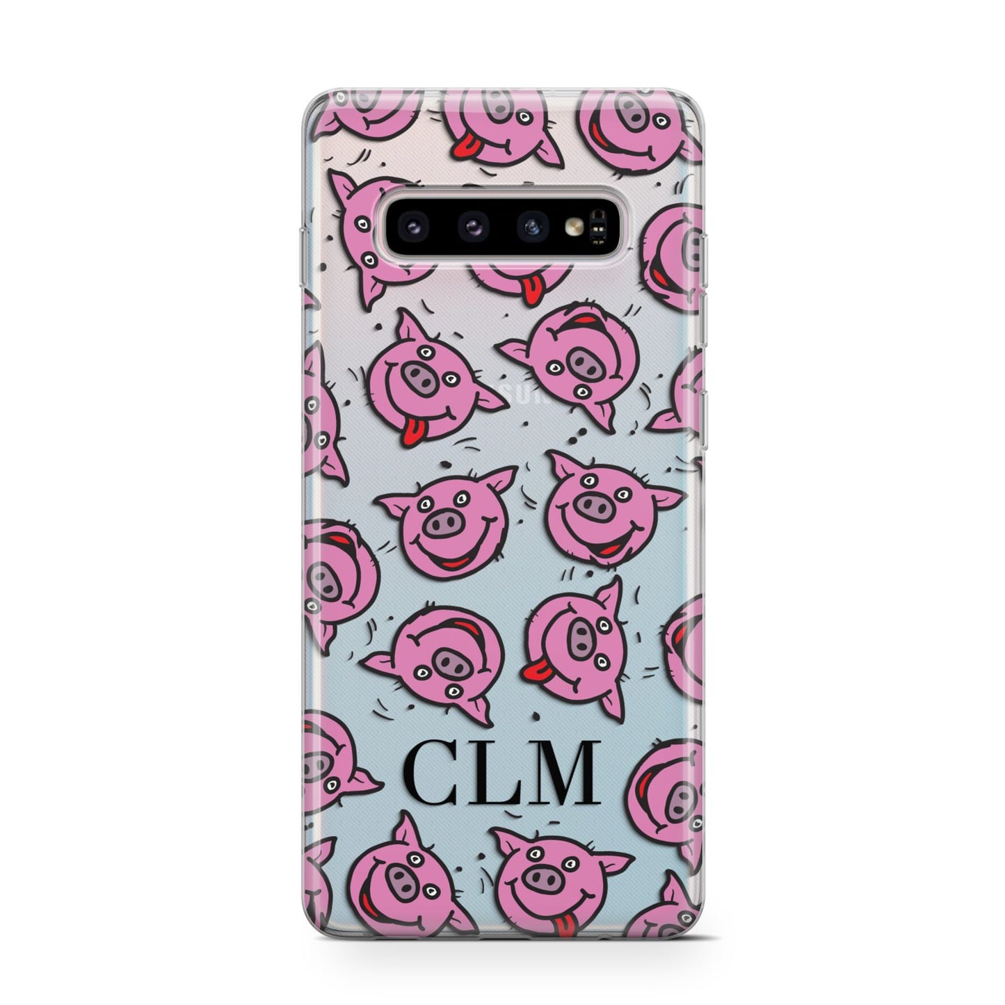 Personalised Pig Initials Clear Samsung Galaxy S10 Case