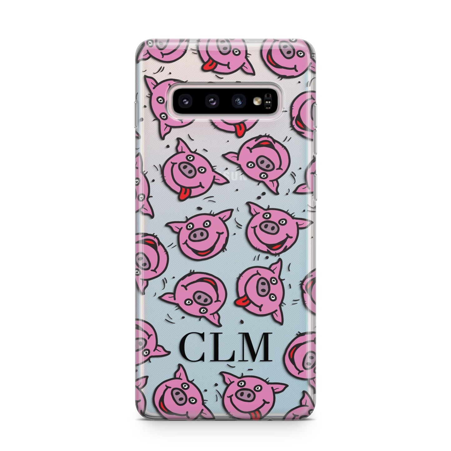 Personalised Pig Initials Clear Samsung Galaxy S10 Plus Case