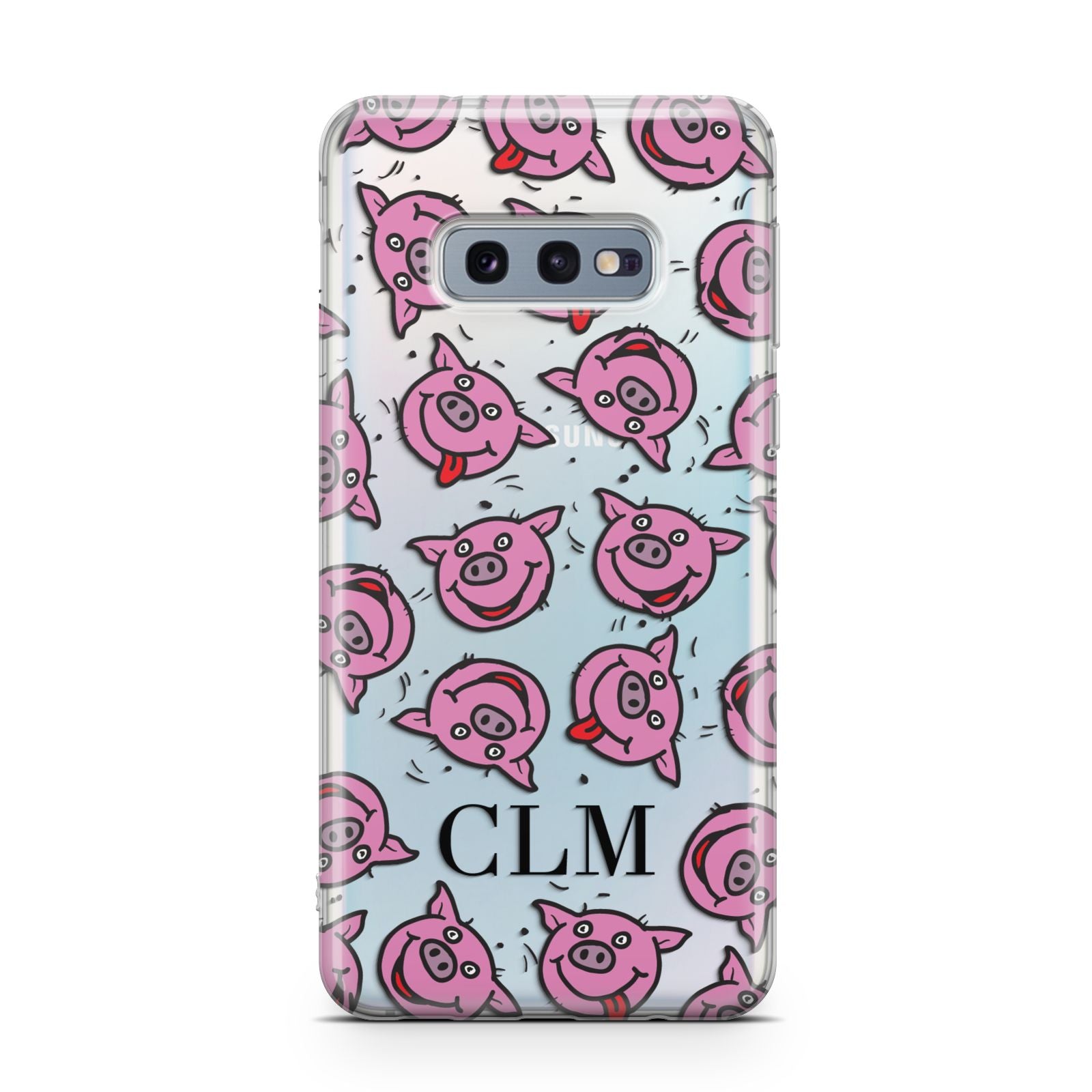 Personalised Pig Initials Clear Samsung Galaxy S10E Case