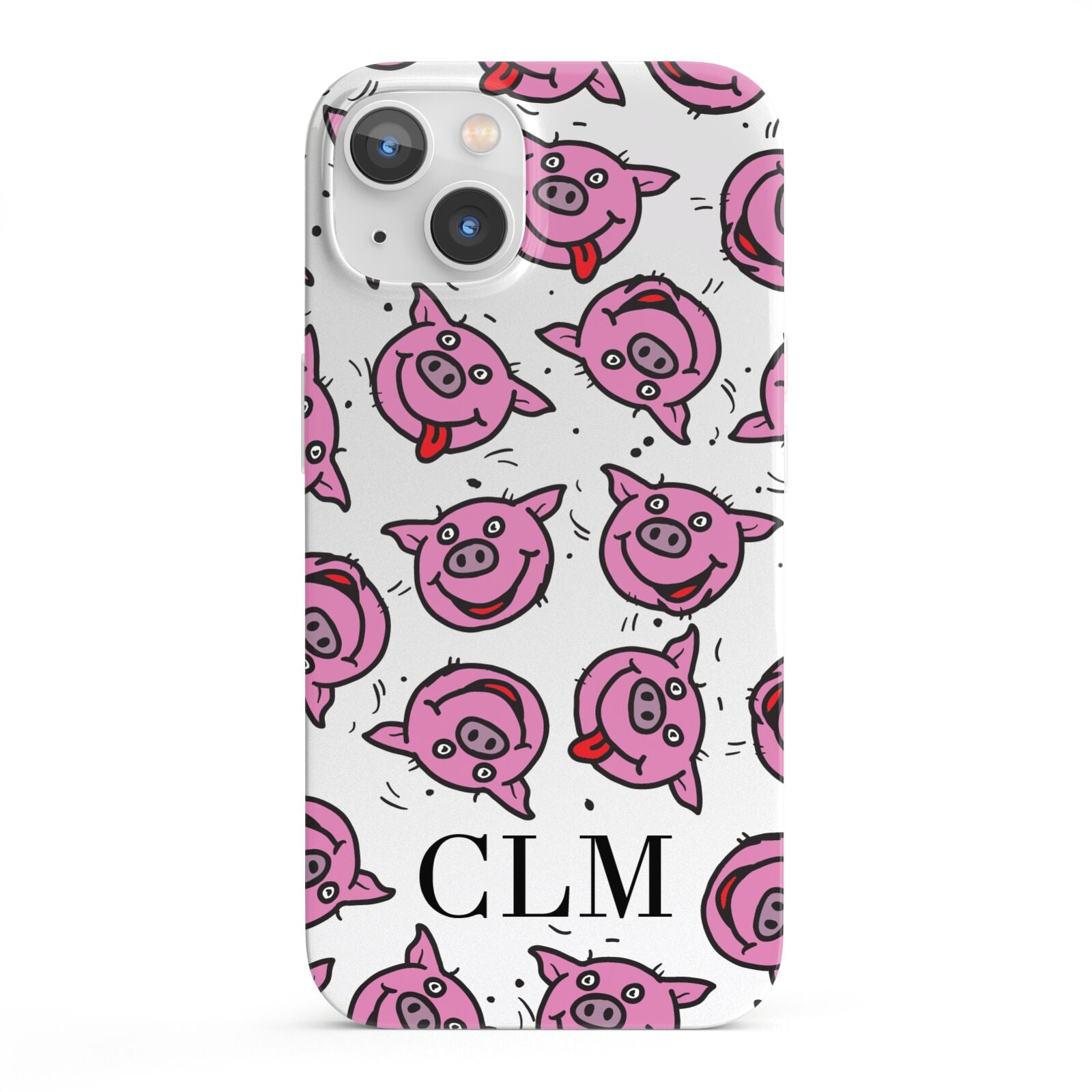 Personalised Pig Initials Clear iPhone 13 Full Wrap 3D Snap Case