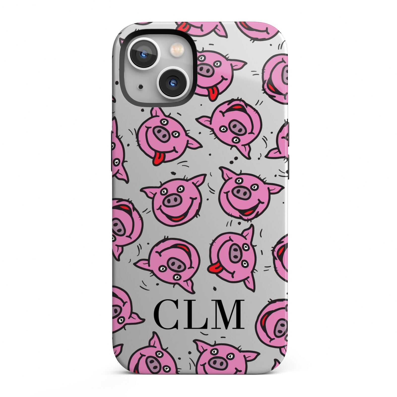 Personalised Pig Initials Clear iPhone 13 Full Wrap 3D Tough Case