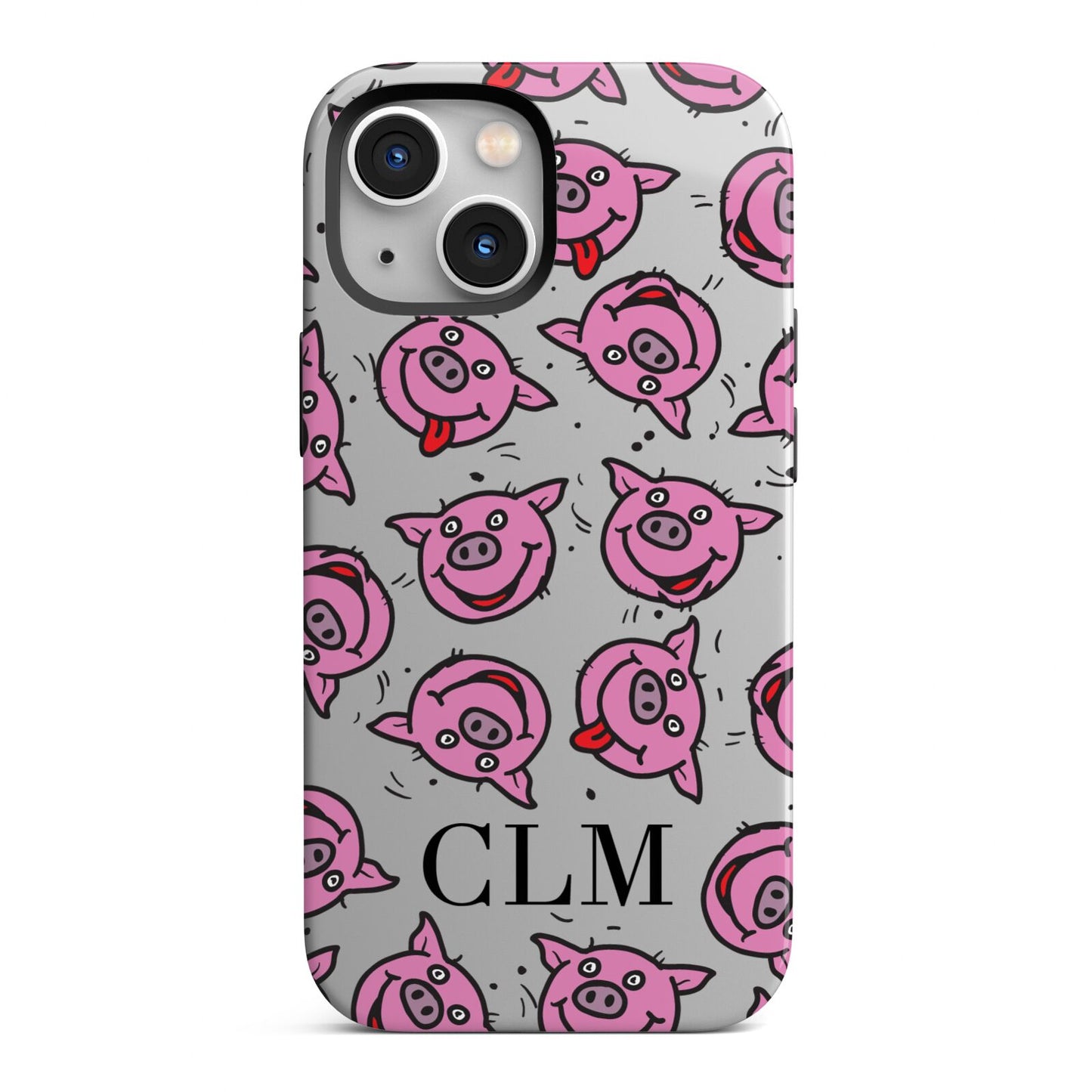 Personalised Pig Initials Clear iPhone 13 Mini Full Wrap 3D Tough Case