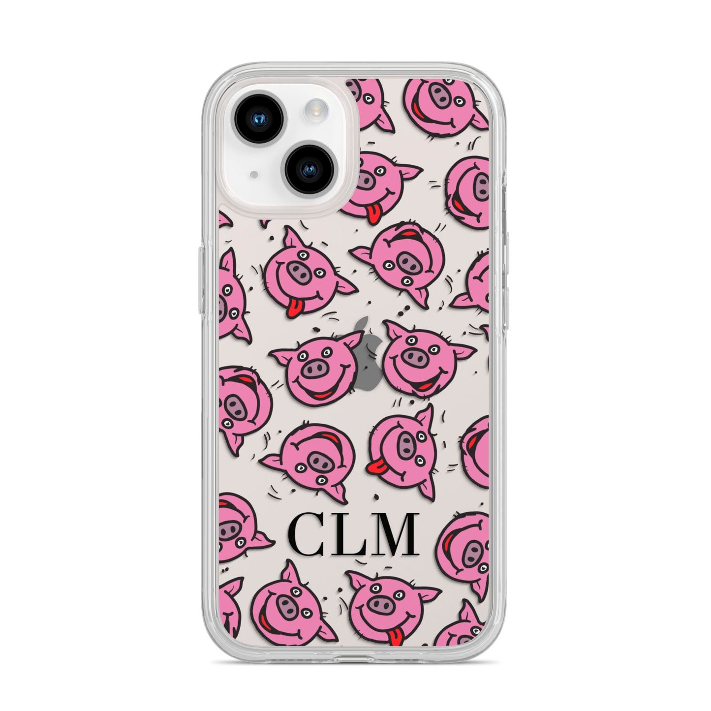 Personalised Pig Initials Clear iPhone 14 Clear Tough Case Starlight