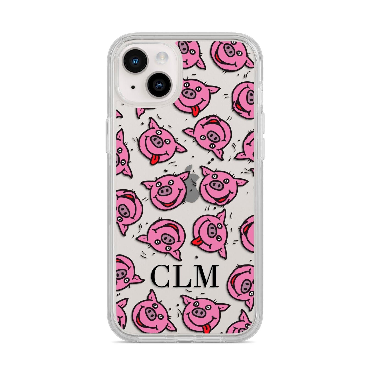 Personalised Pig Initials Clear iPhone 14 Plus Clear Tough Case Starlight