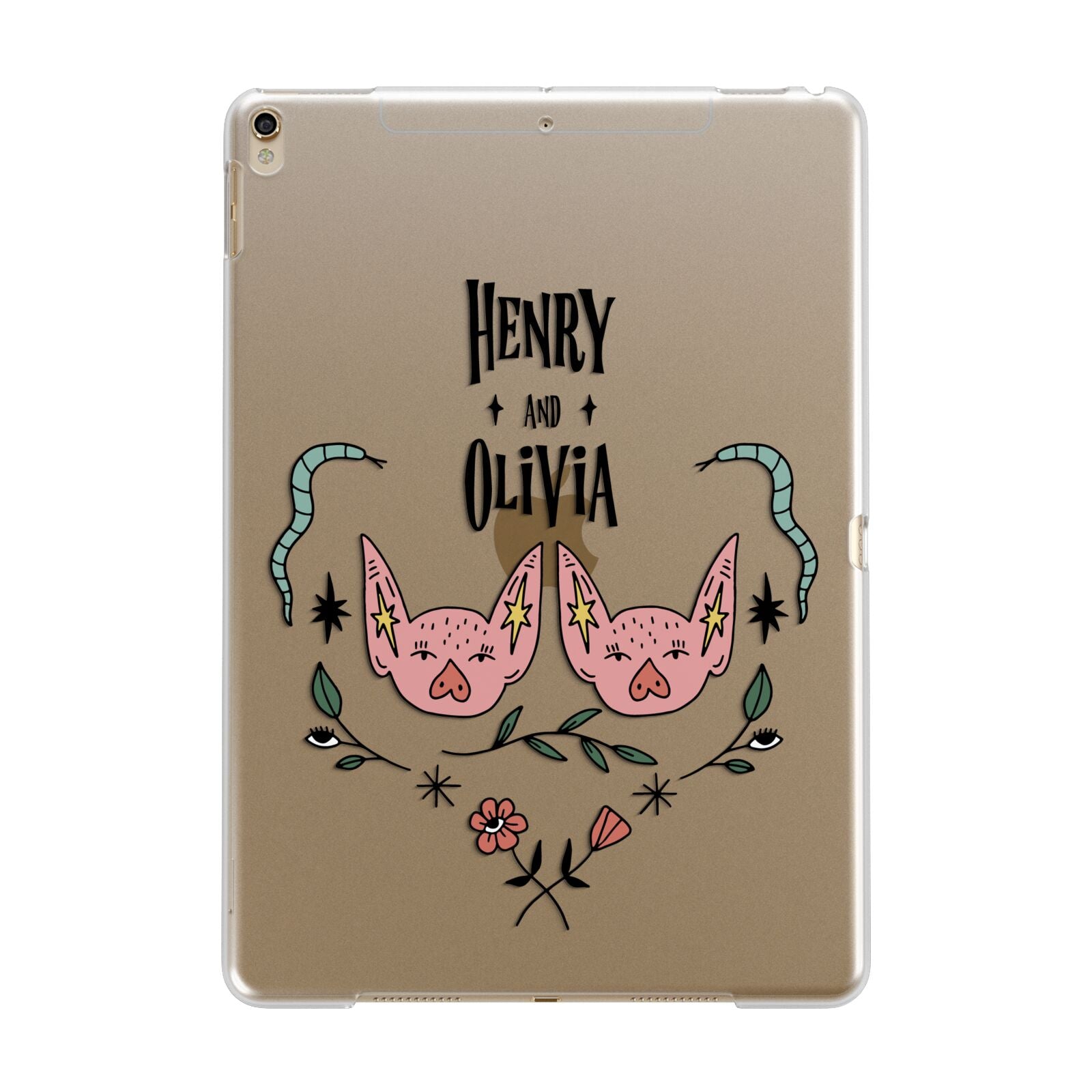 Personalised Piggies Apple iPad Gold Case