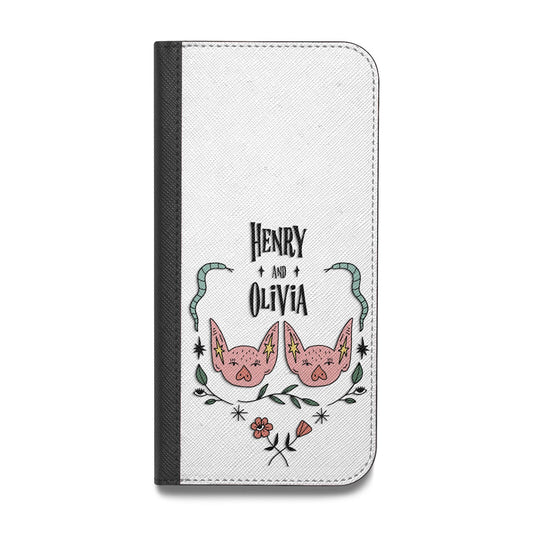 Personalised Piggies Vegan Leather Flip iPhone Case