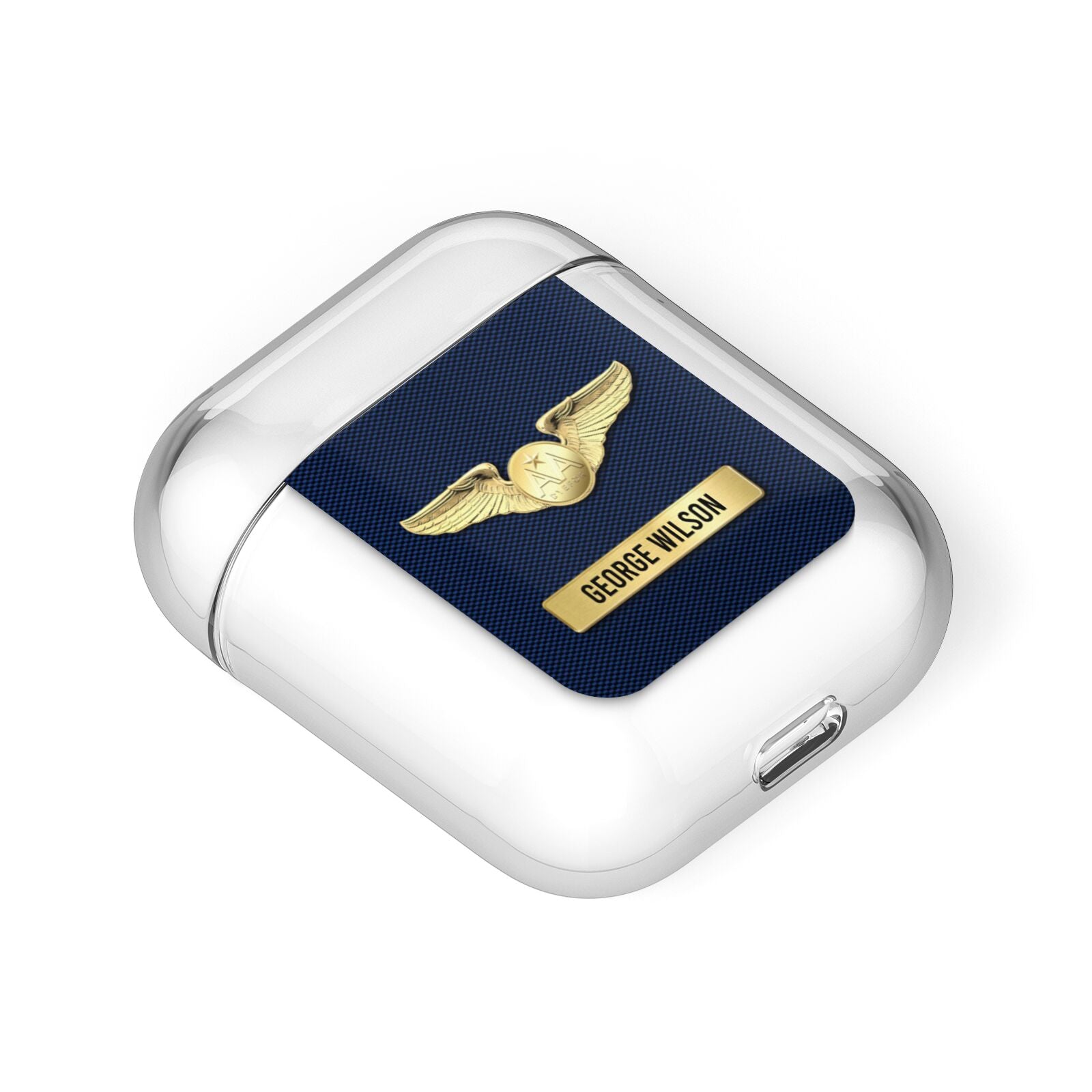 Personalised Pilot Wings AirPods Case Laid Flat