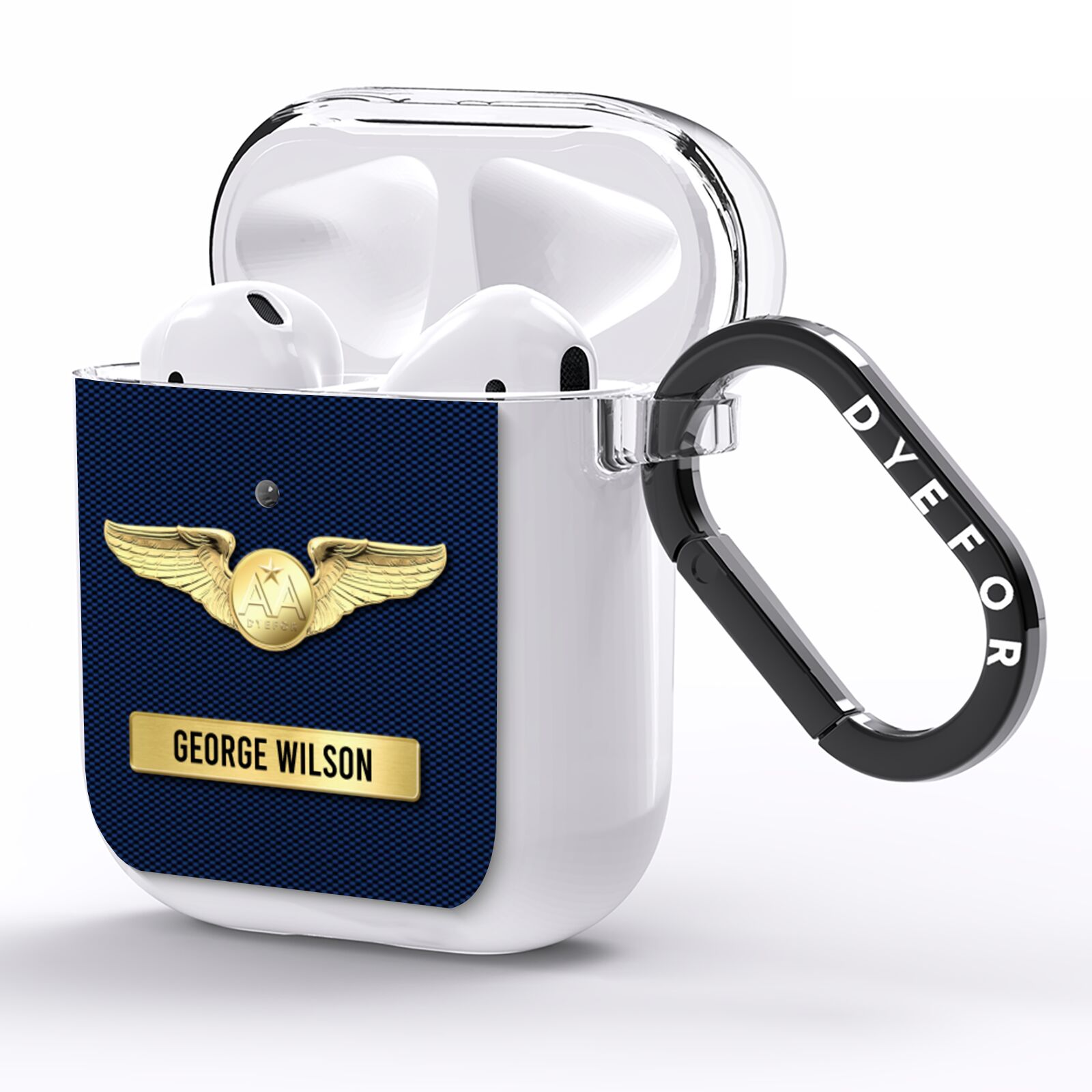 Personalised Pilot Wings AirPods Clear Case Side Image