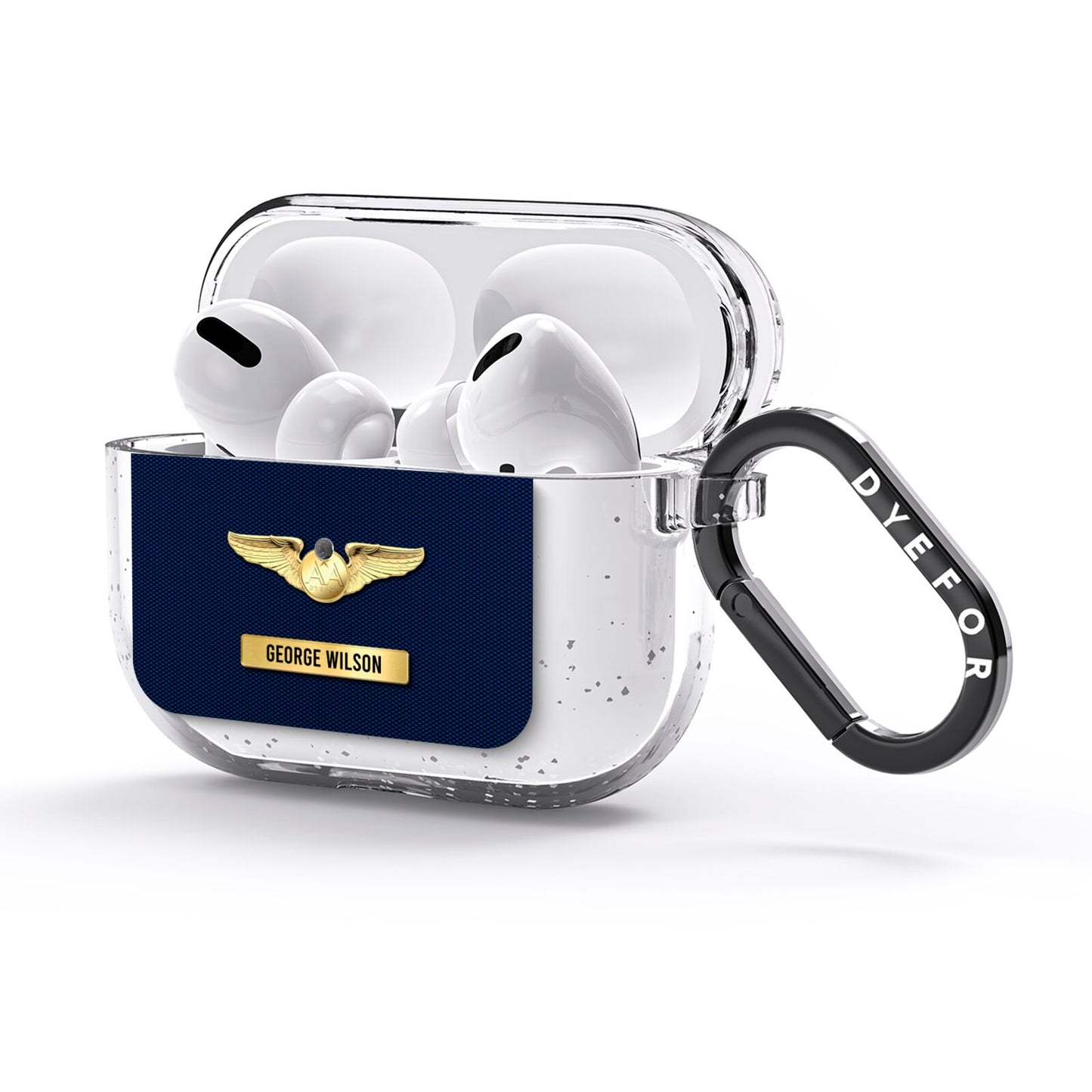 Personalised Pilot Wings AirPods Glitter Case 3rd Gen Side Image