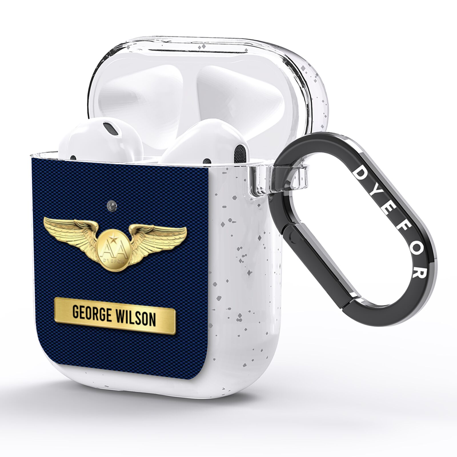 Personalised Pilot Wings AirPods Glitter Case Side Image