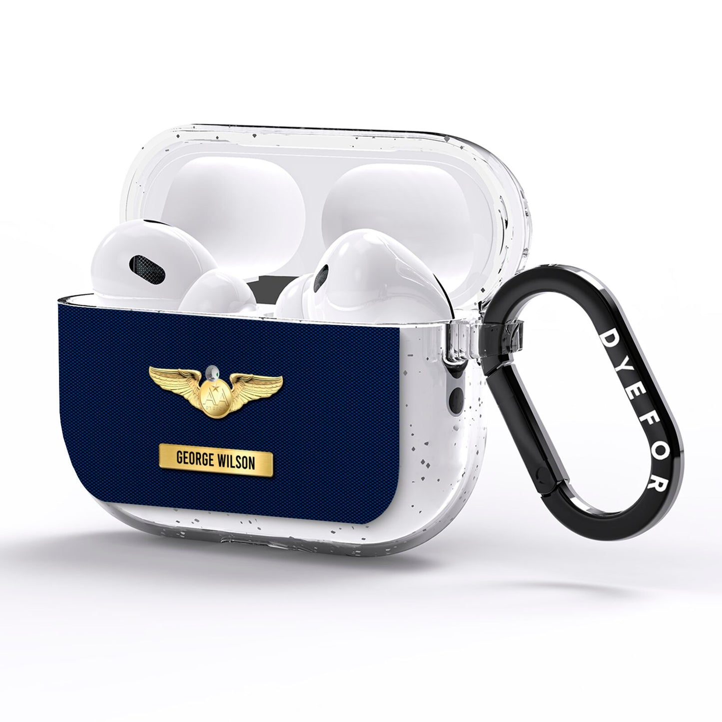 Personalised Pilot Wings AirPods Pro Glitter Case Side Image