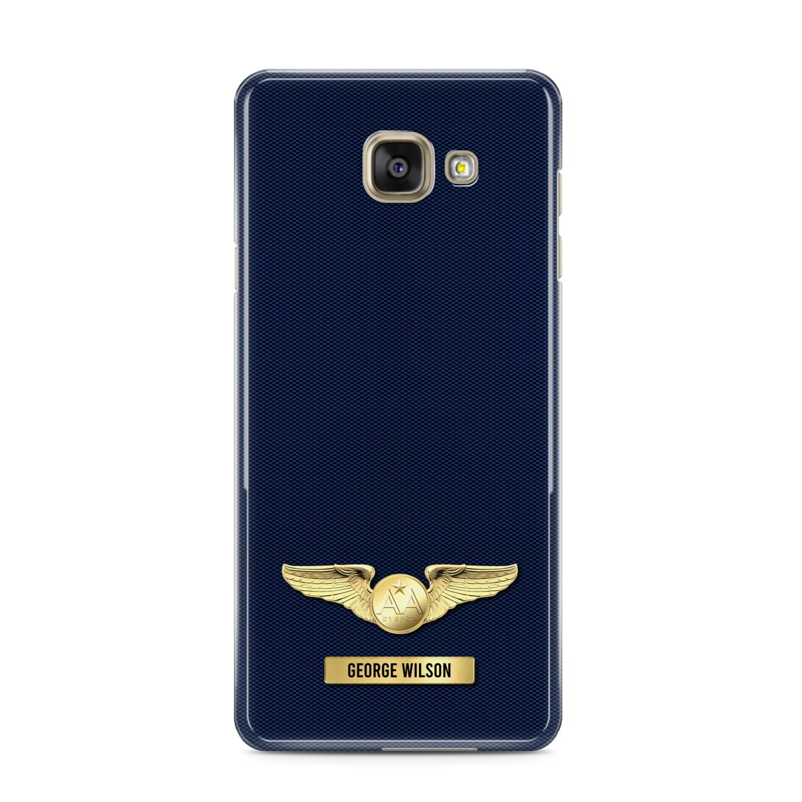 Personalised Pilot Wings Samsung Galaxy A3 2016 Case on gold phone
