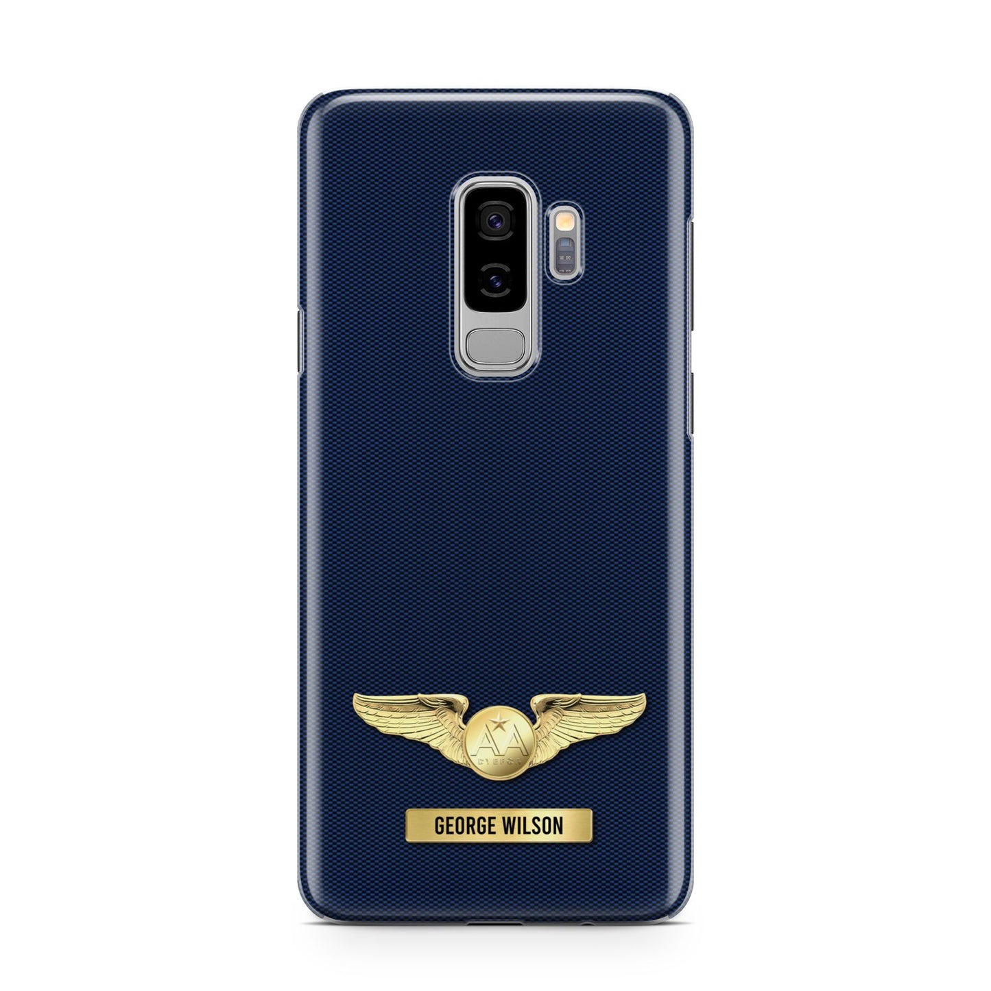 Personalised Pilot Wings Samsung Galaxy S9 Plus Case on Silver phone