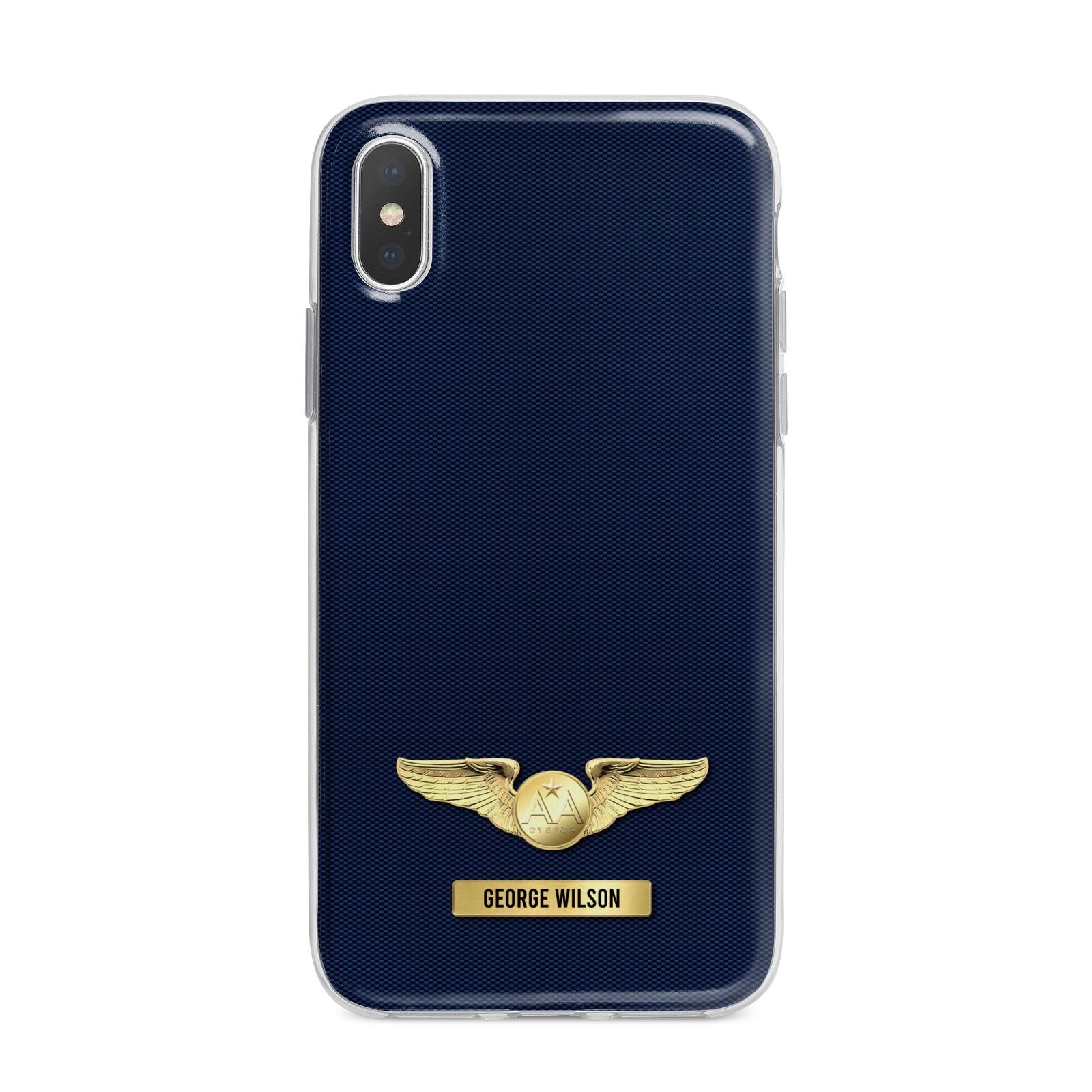 Personalised Pilot Wings iPhone X Bumper Case on Silver iPhone Alternative Image 1