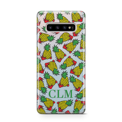 Personalised Pineapple Initials Clear Samsung Galaxy S10 Case