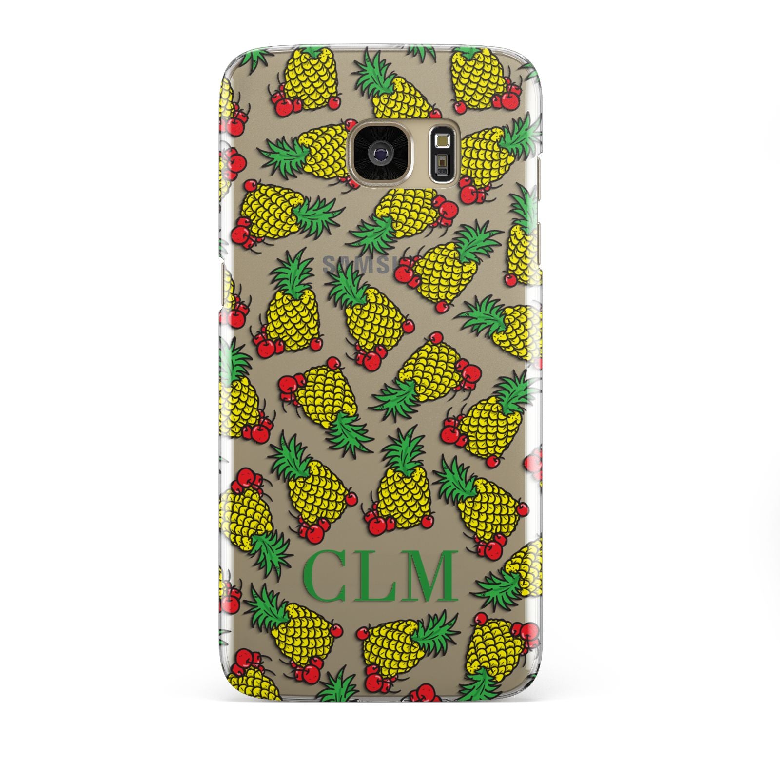 Personalised Pineapple Initials Clear Samsung Galaxy S7 Edge Case