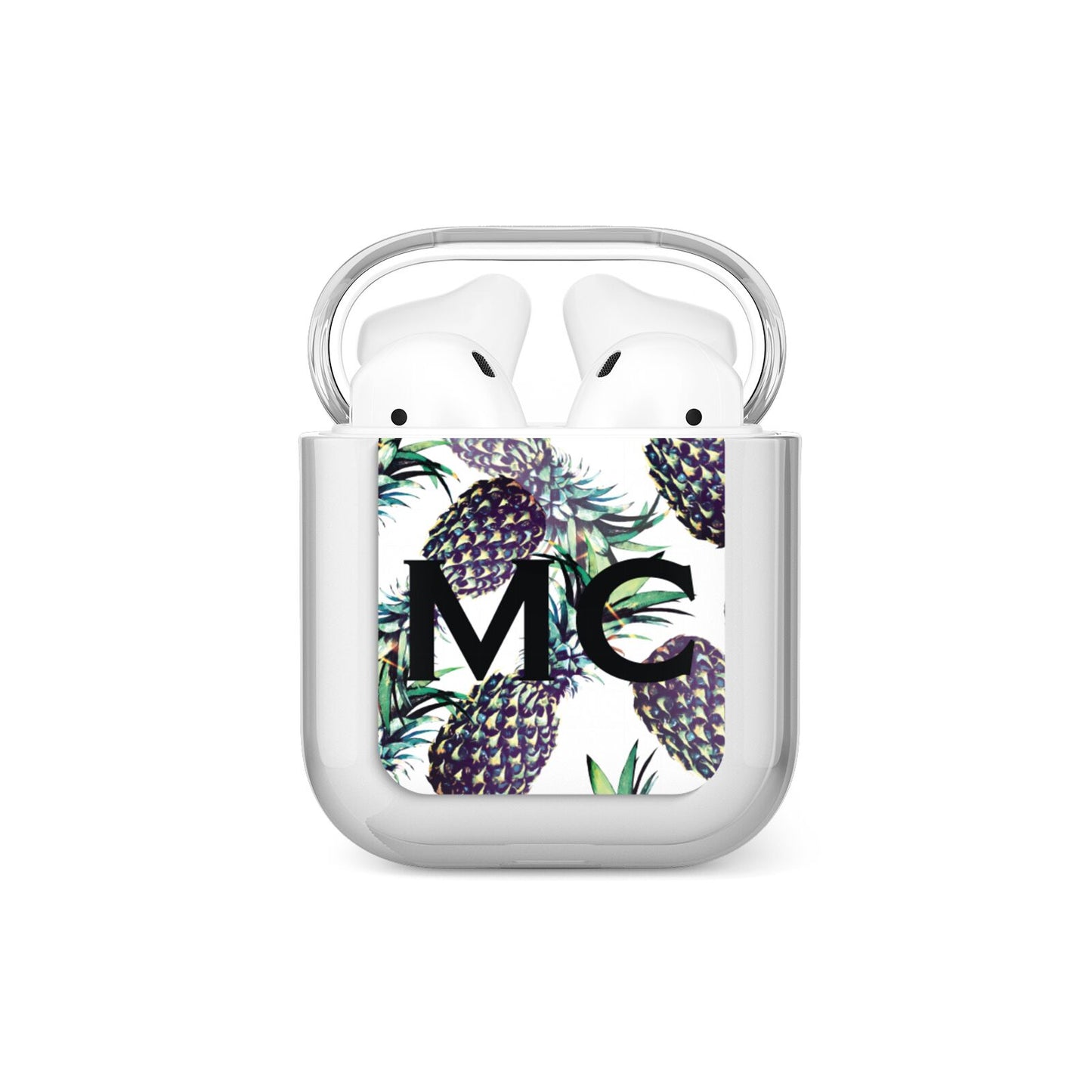 Personalised Pineapple Tropical White AirPods Case