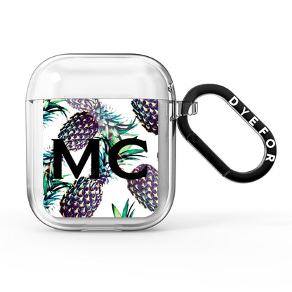 Personalised Pineapple Tropical White AirPods Clear Case