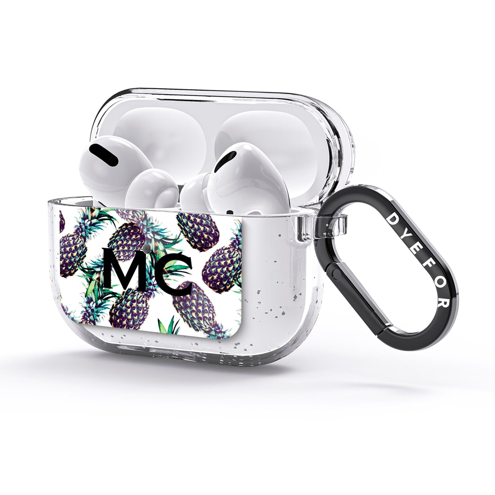 Personalised Pineapple Tropical White AirPods Glitter Case 3rd Gen Side Image