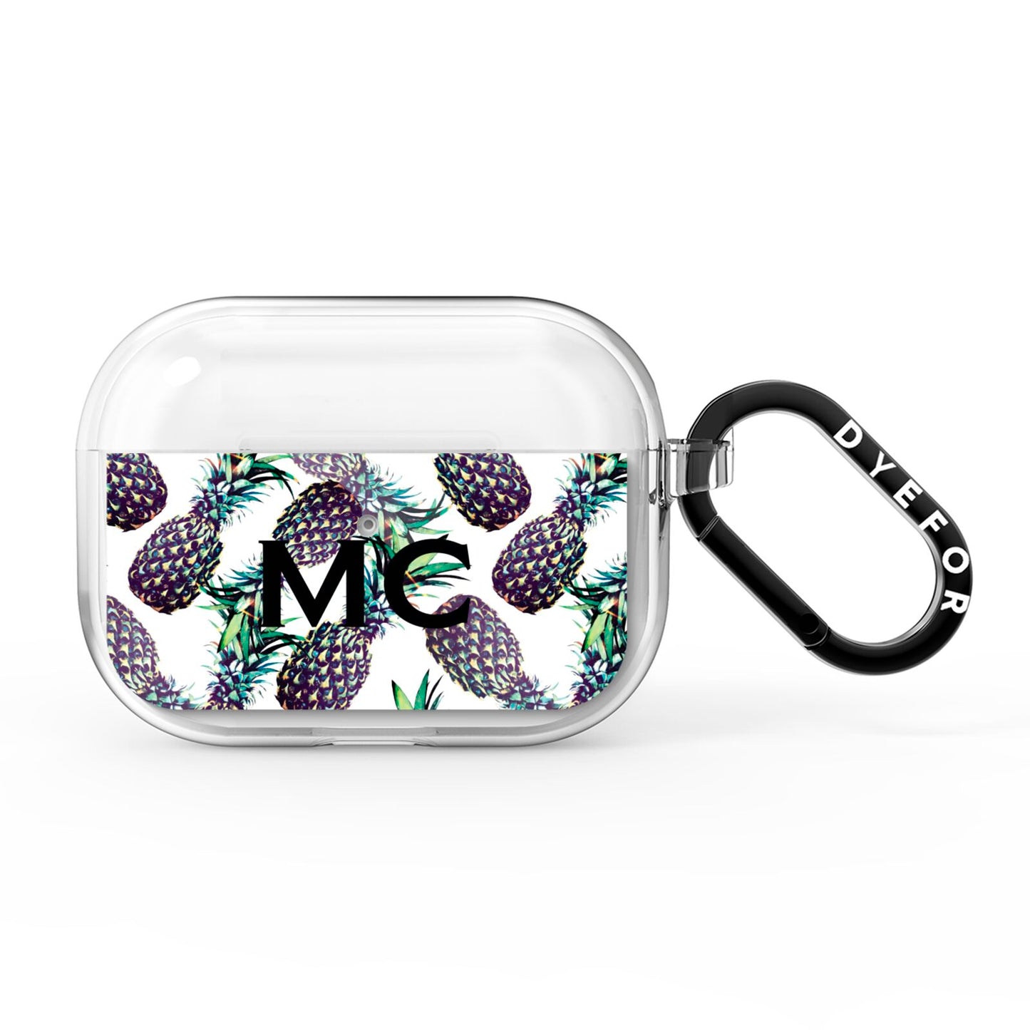 Personalised Pineapple Tropical White AirPods Pro Clear Case