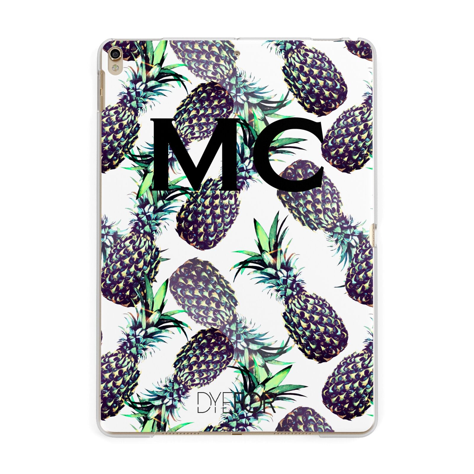 Personalised Pineapple Tropical White Apple iPad Gold Case