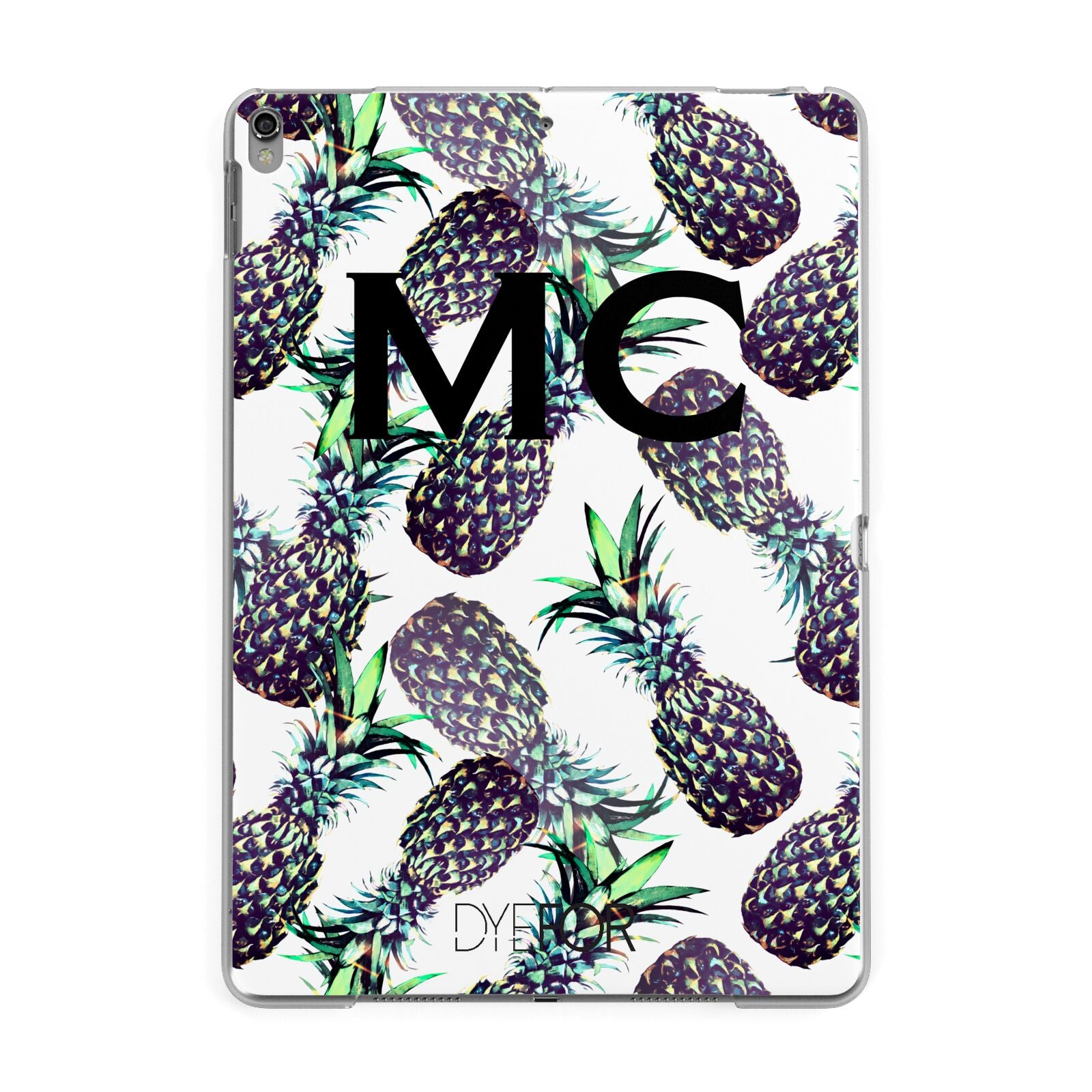 Personalised Pineapple Tropical White Apple iPad Grey Case