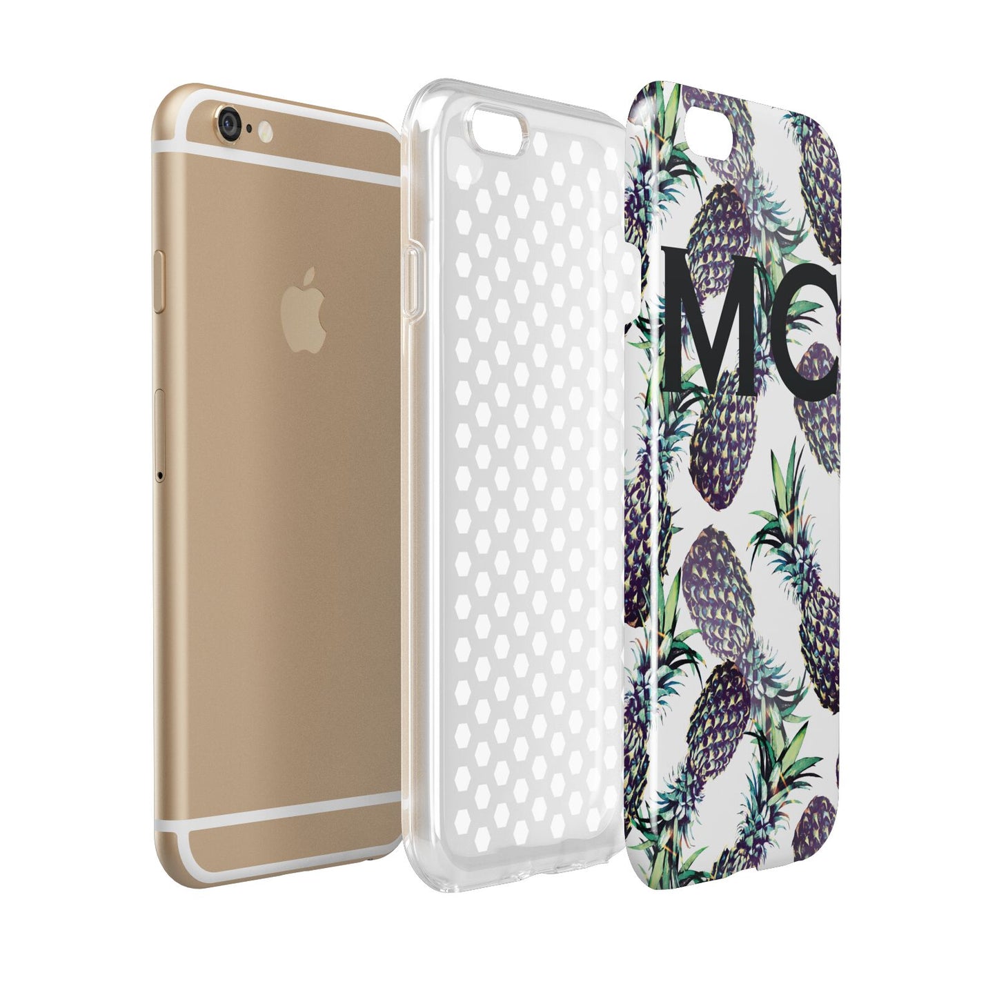 Personalised Pineapple Tropical White Apple iPhone 6 3D Tough Case Expanded view