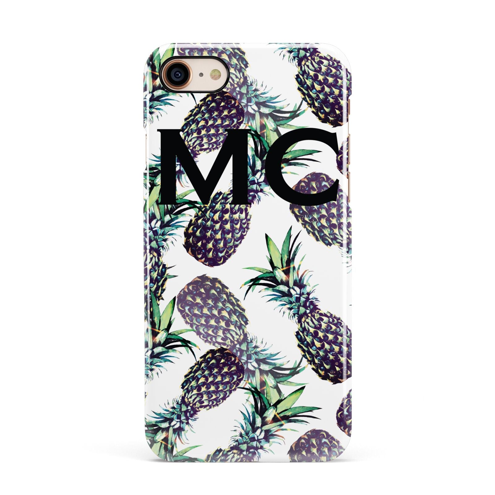 Personalised Pineapple Tropical White Apple iPhone 7 8 3D Snap Case