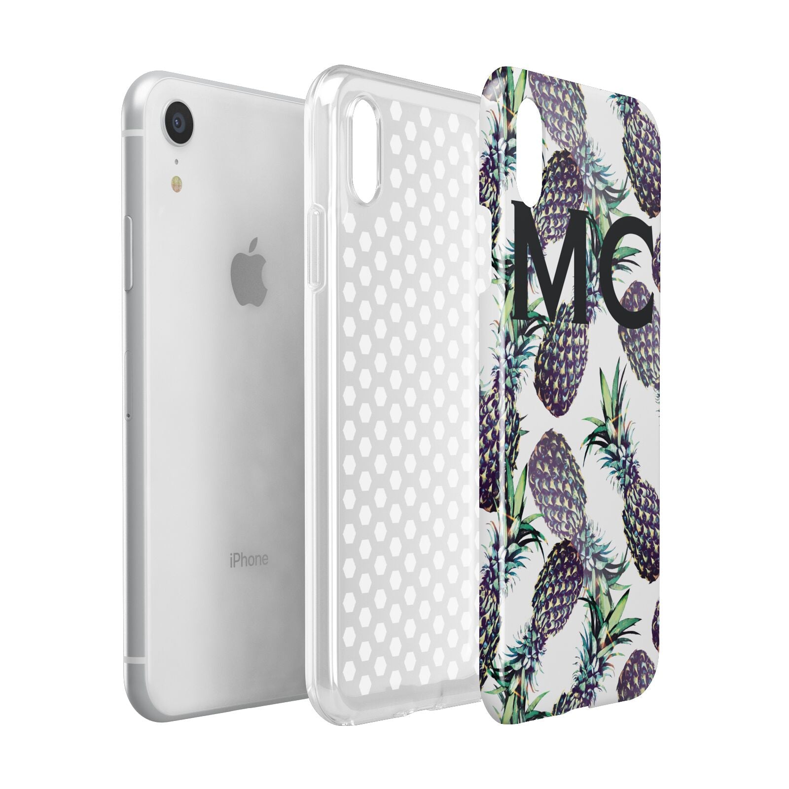 Personalised Pineapple Tropical White Apple iPhone XR White 3D Tough Case Expanded view