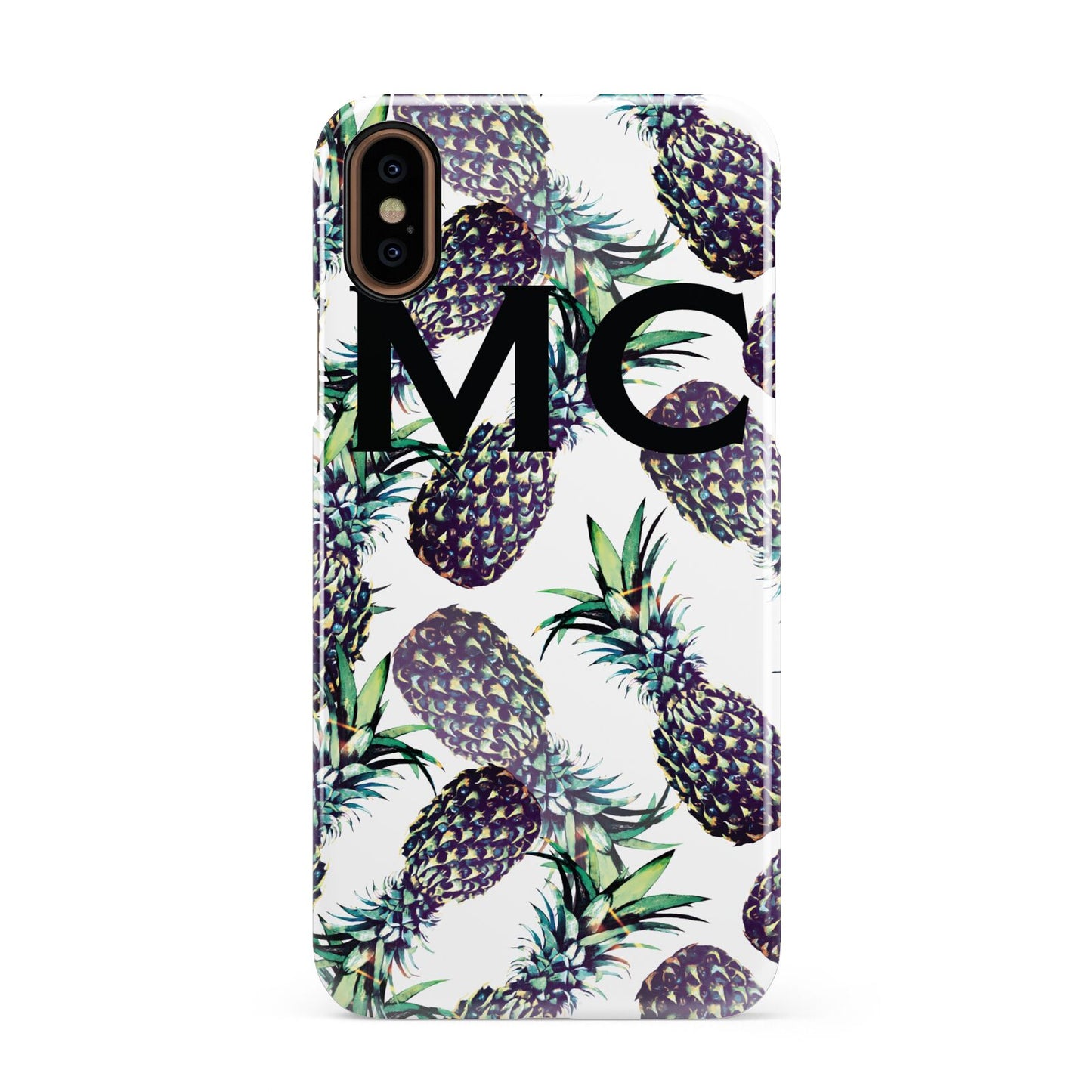 Personalised Pineapple Tropical White Apple iPhone XS 3D Snap Case