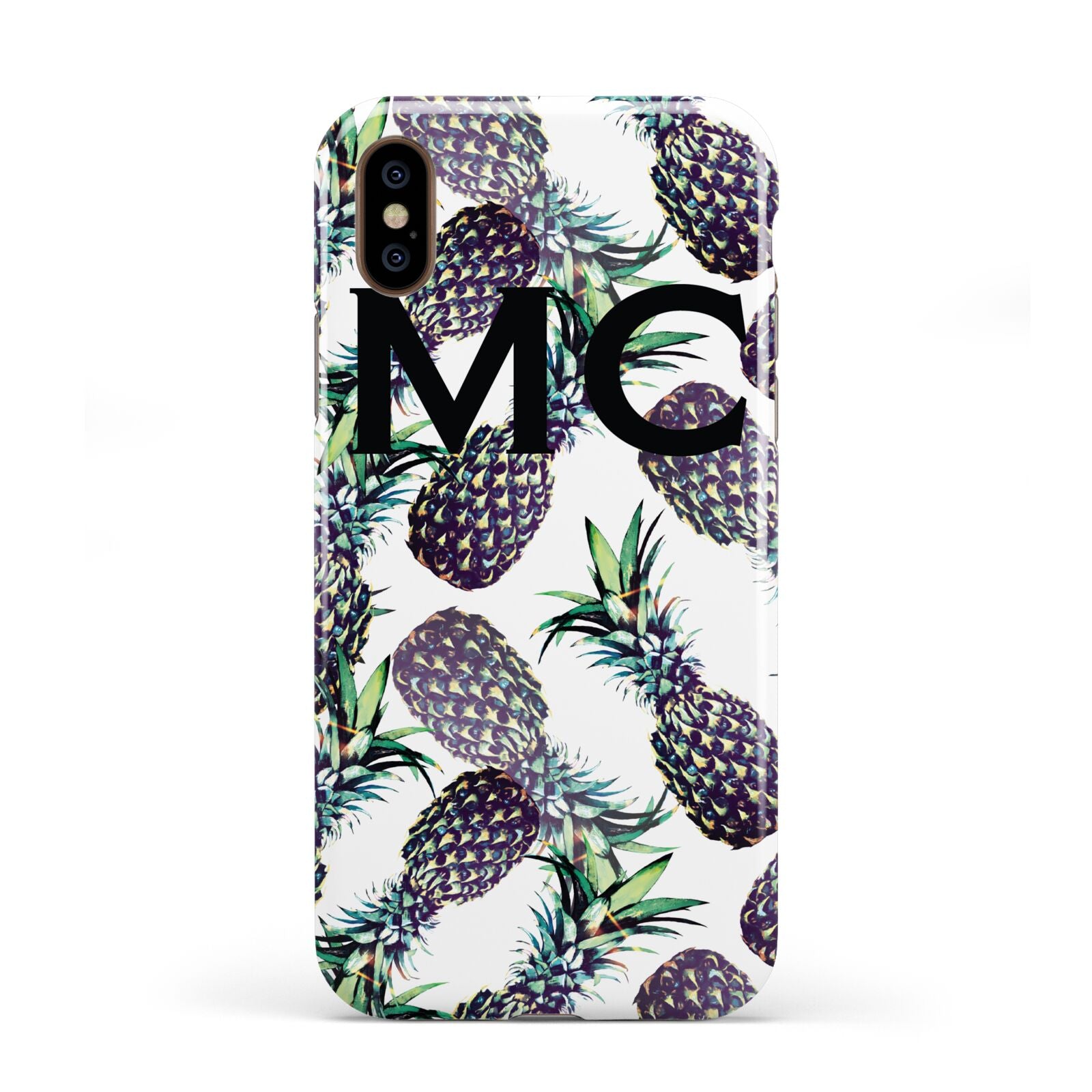 Personalised Pineapple Tropical White Apple iPhone XS 3D Tough