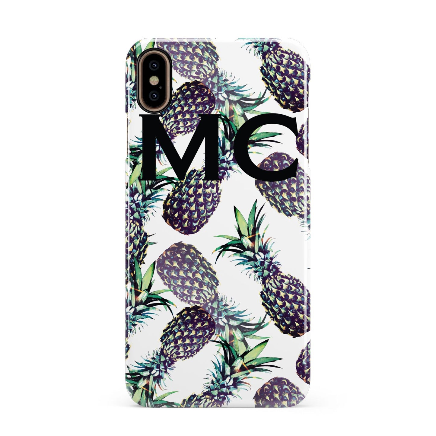 Personalised Pineapple Tropical White Apple iPhone Xs Max 3D Snap Case