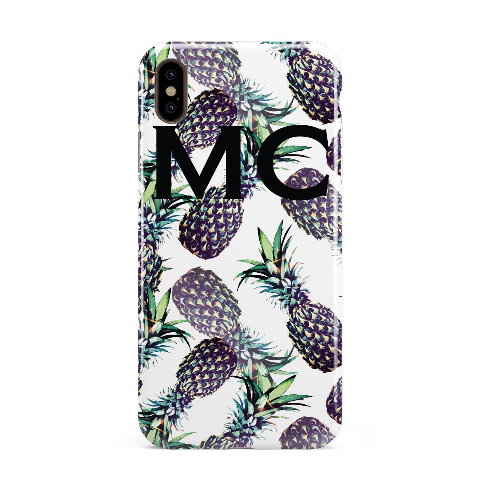 Personalised Pineapple Tropical White Apple iPhone Xs Max 3D Tough Case