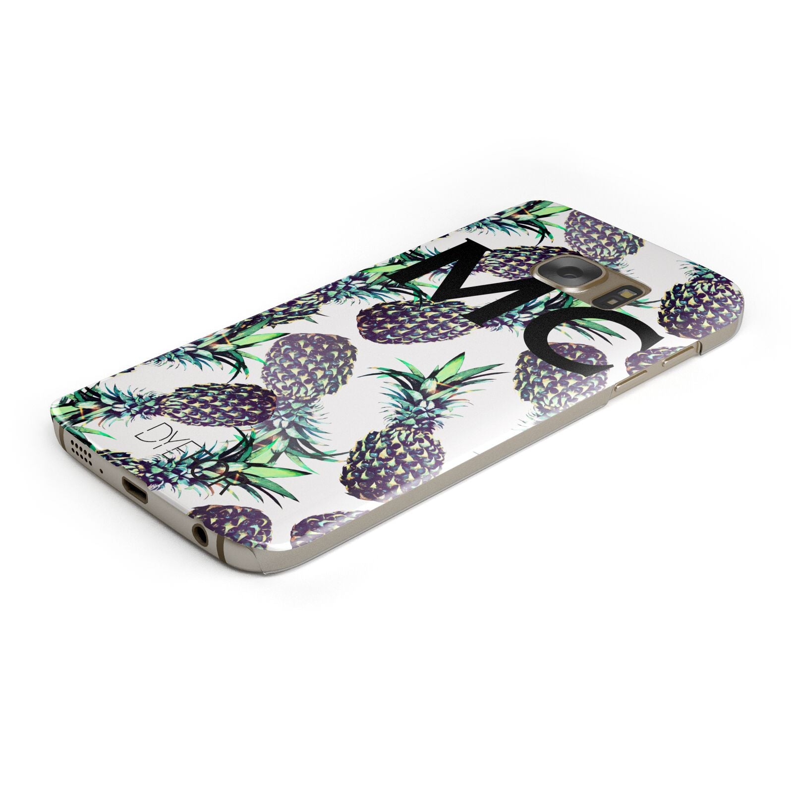 Personalised Pineapple Tropical White Protective Samsung Galaxy Case Angled Image