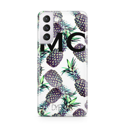 Personalised Pineapple Tropical White Samsung S21 Case