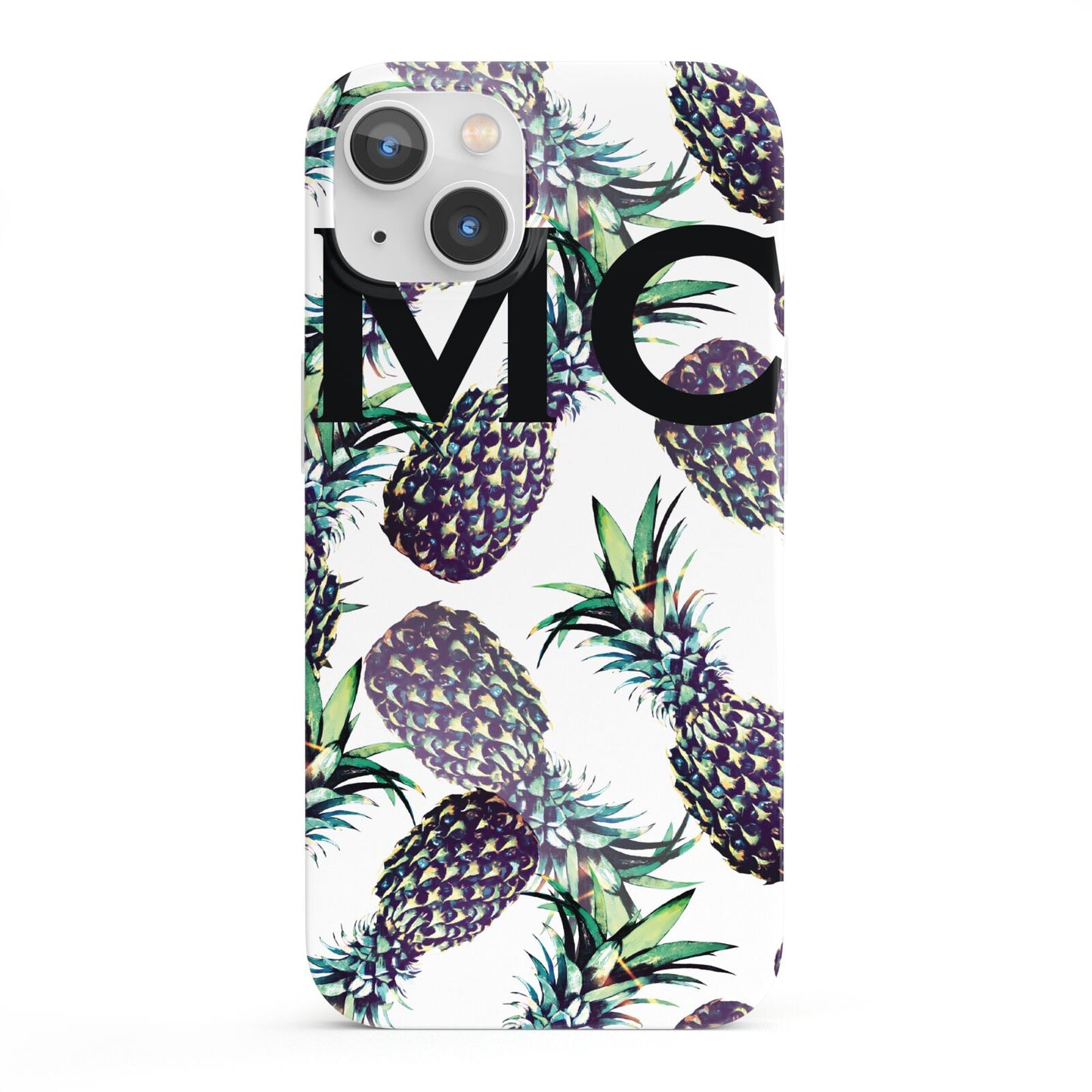 Personalised Pineapple Tropical White iPhone 13 Full Wrap 3D Snap Case