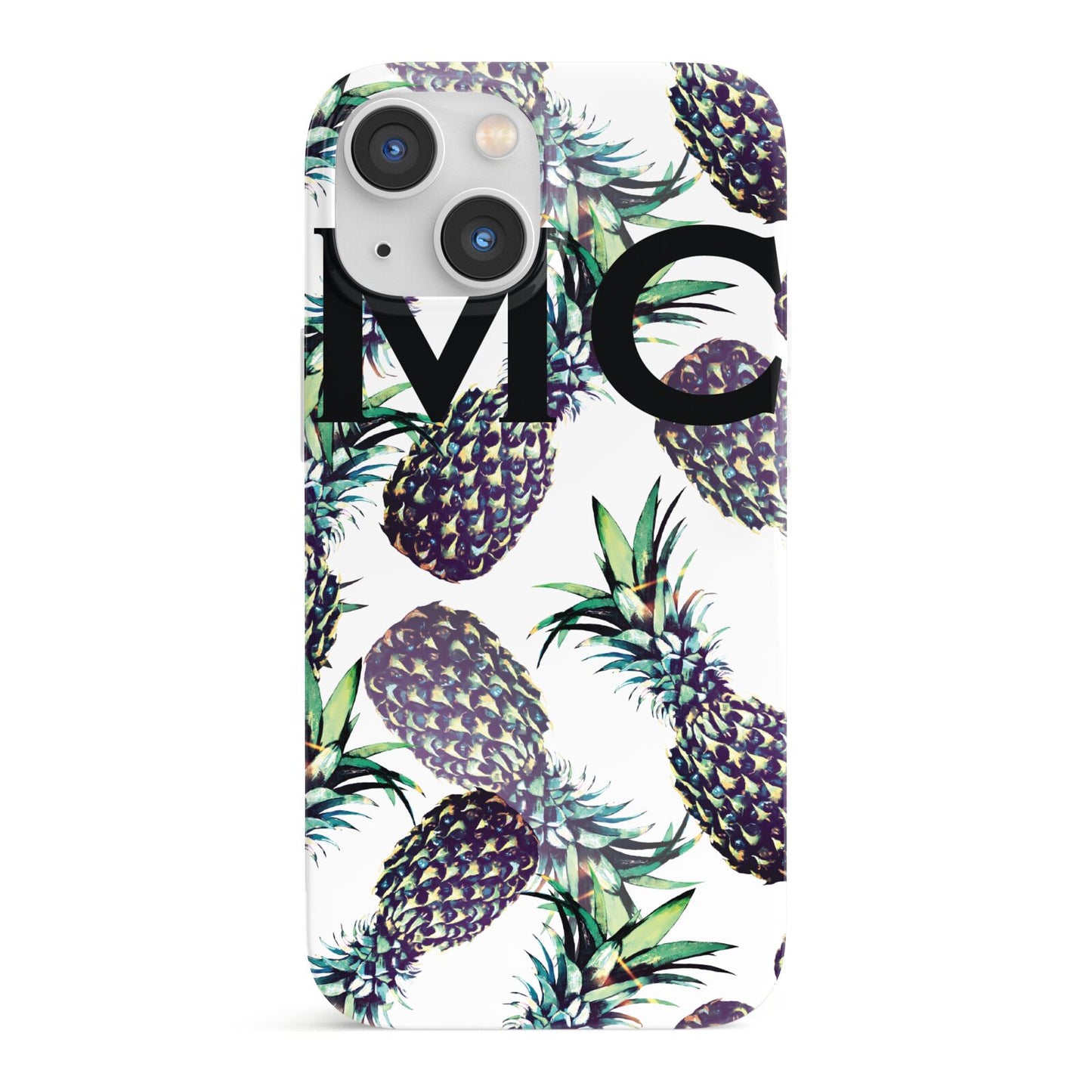 Personalised Pineapple Tropical White iPhone 13 Mini Full Wrap 3D Snap Case