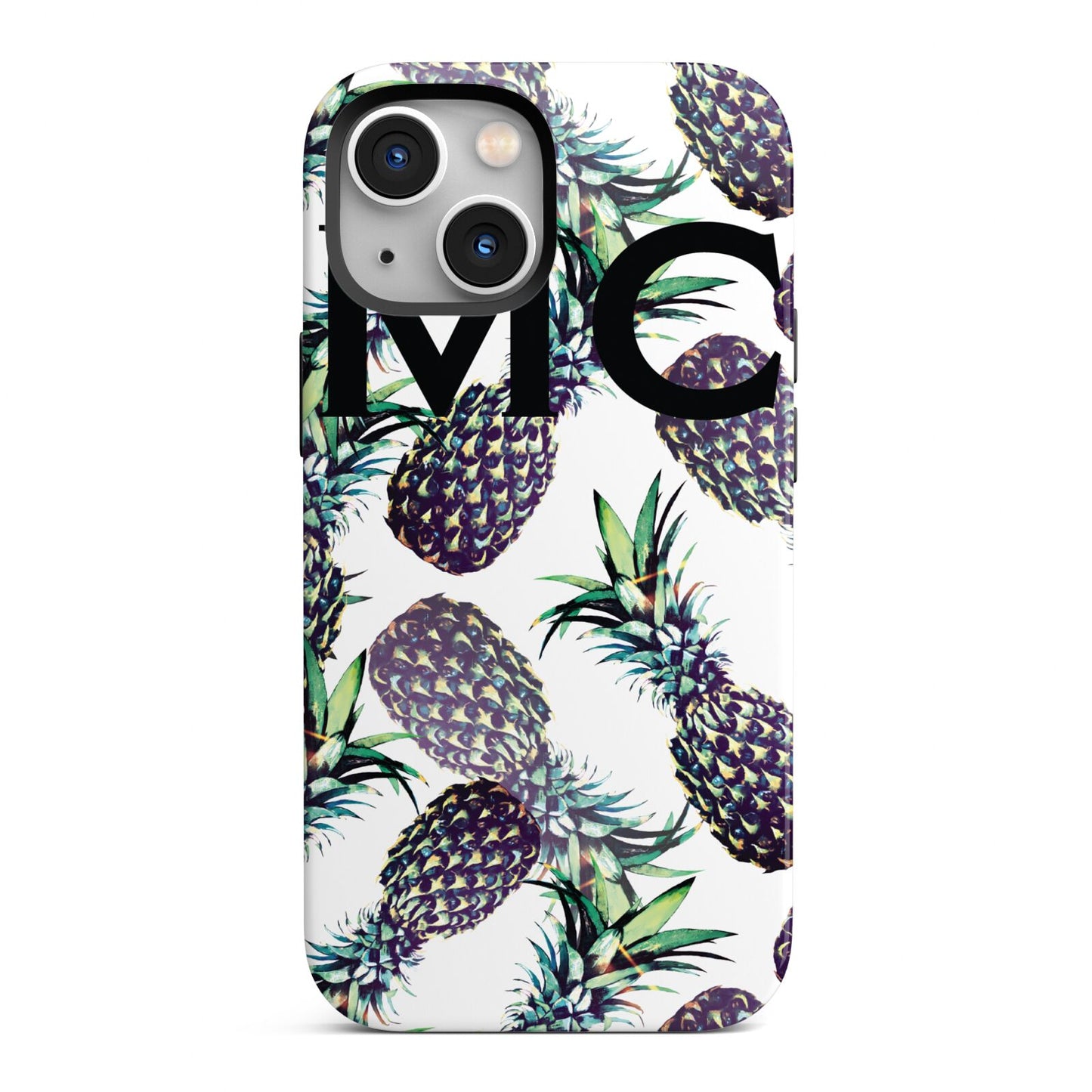 Personalised Pineapple Tropical White iPhone 13 Mini Full Wrap 3D Tough Case