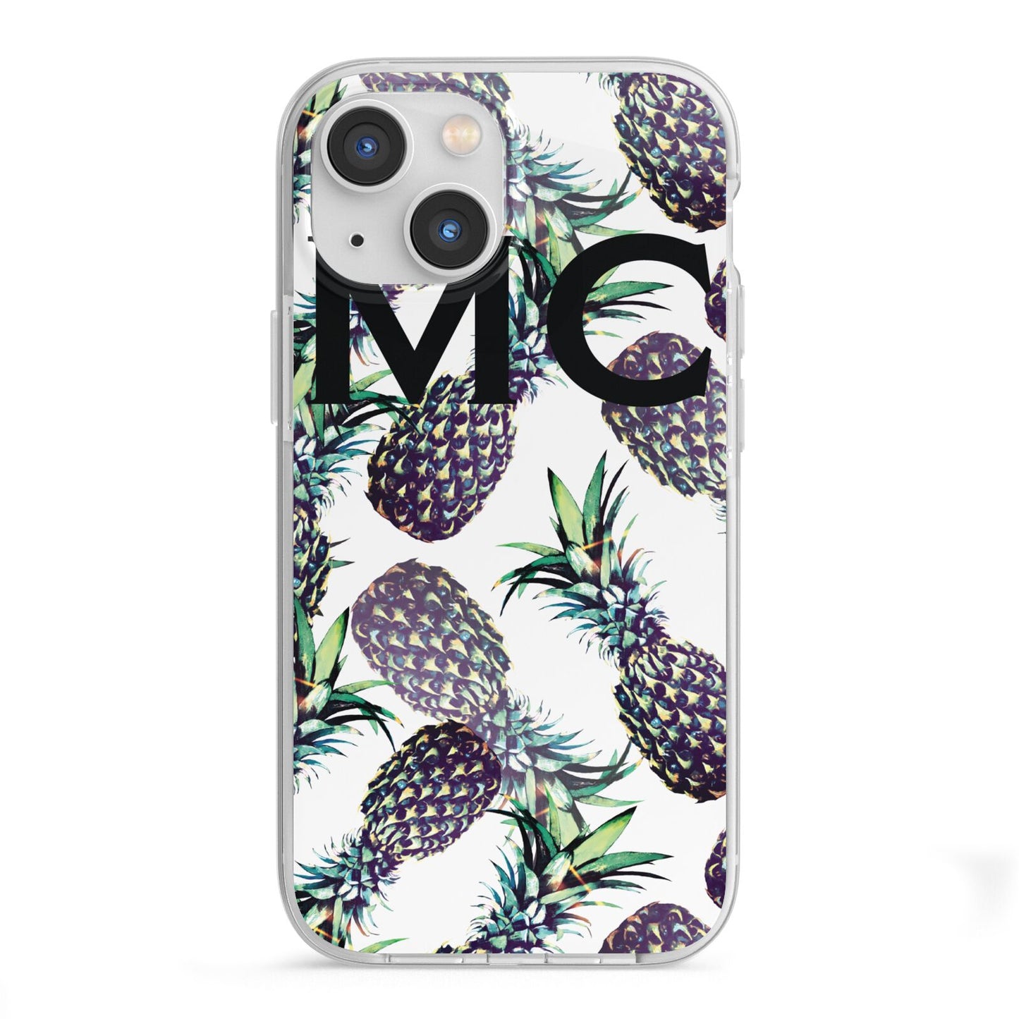 Personalised Pineapple Tropical White iPhone 13 Mini TPU Impact Case with White Edges