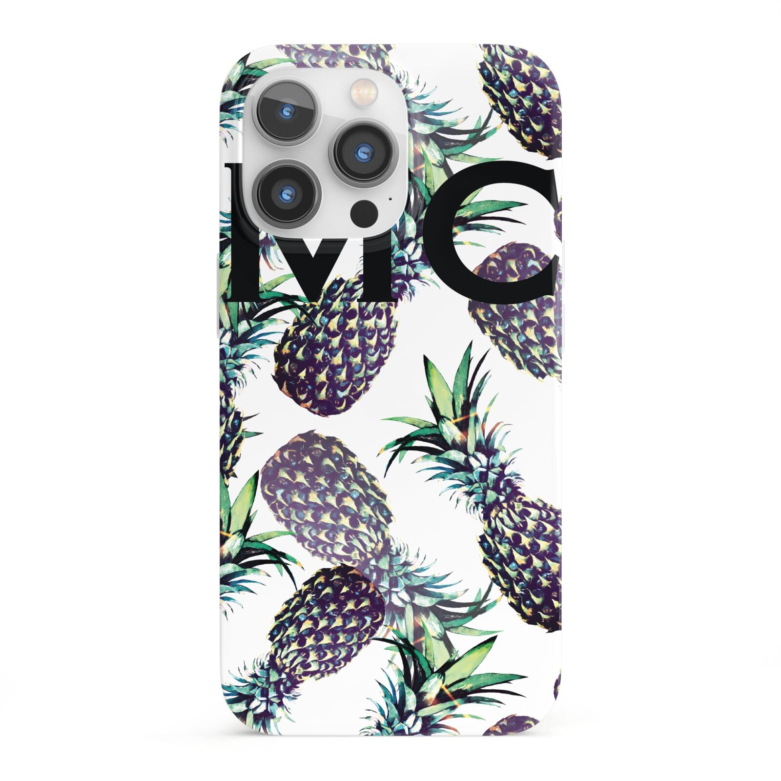 Personalised Pineapple Tropical White iPhone 13 Pro Full Wrap 3D Snap Case