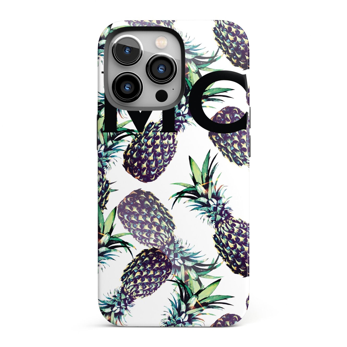 Personalised Pineapple Tropical White iPhone 13 Pro Full Wrap 3D Tough Case