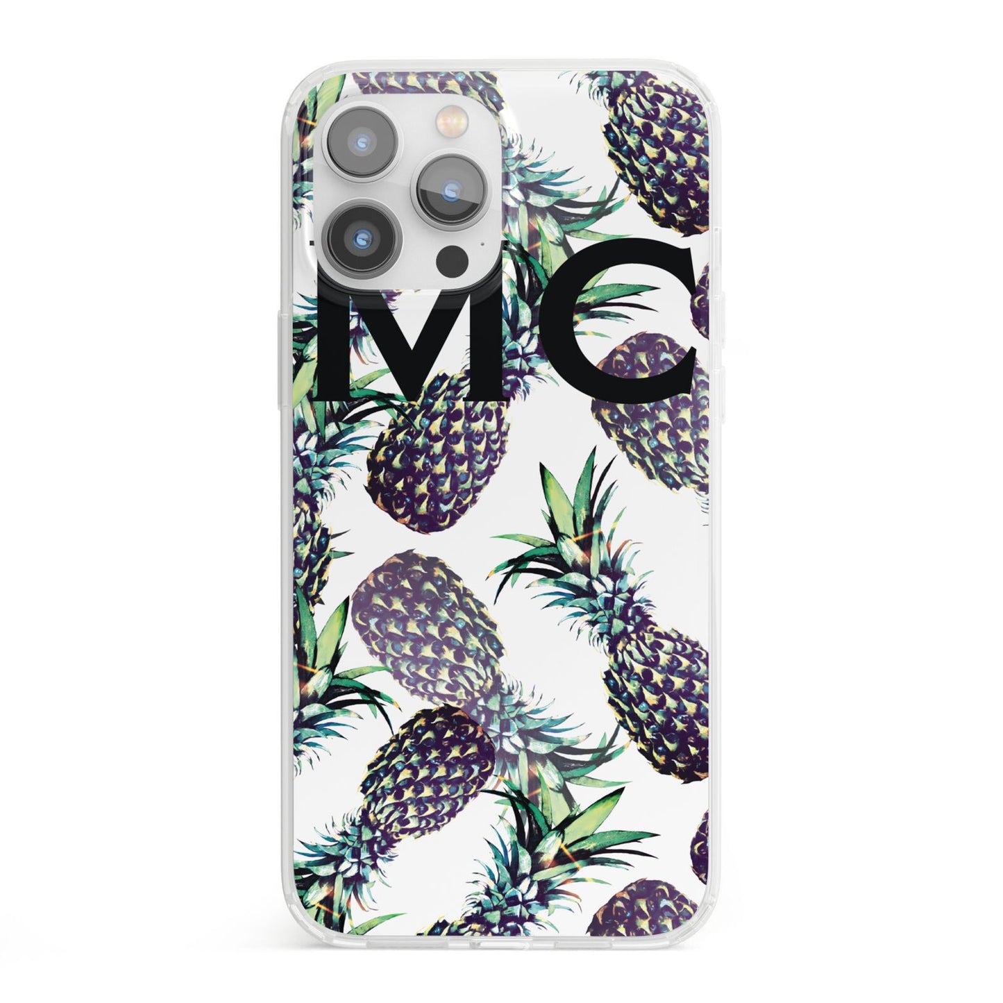 Personalised Pineapple Tropical White iPhone 13 Pro Max Clear Bumper Case