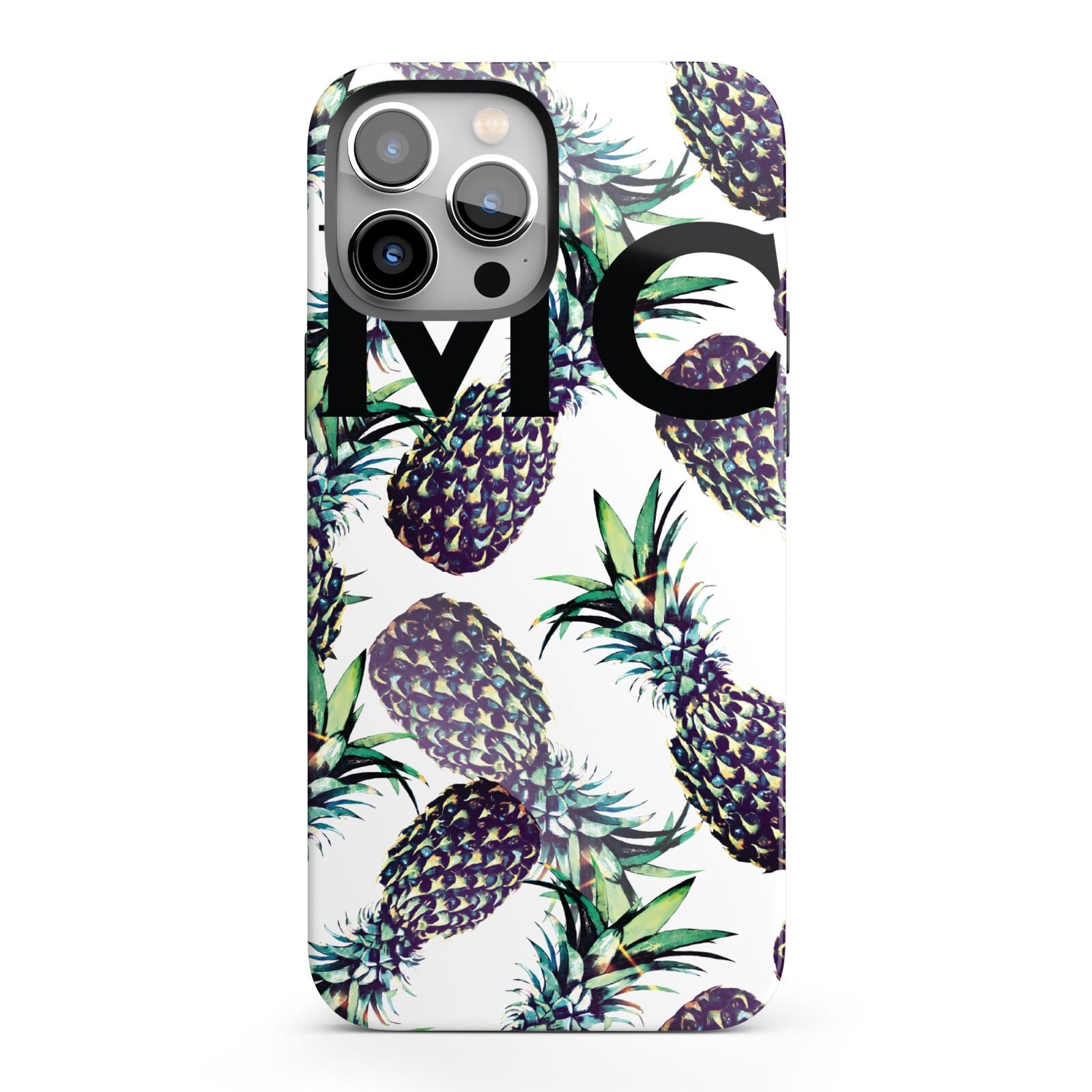 Personalised Pineapple Tropical White iPhone 13 Pro Max Full Wrap 3D Tough Case