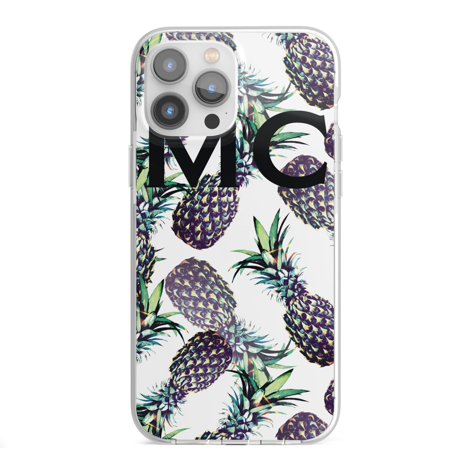 Personalised Pineapple Tropical White iPhone 13 Pro Max TPU Impact Case with White Edges