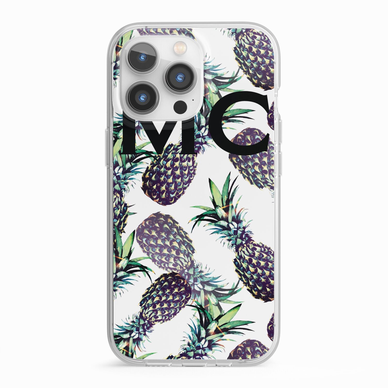 Personalised Pineapple Tropical White iPhone 13 Pro TPU Impact Case with White Edges