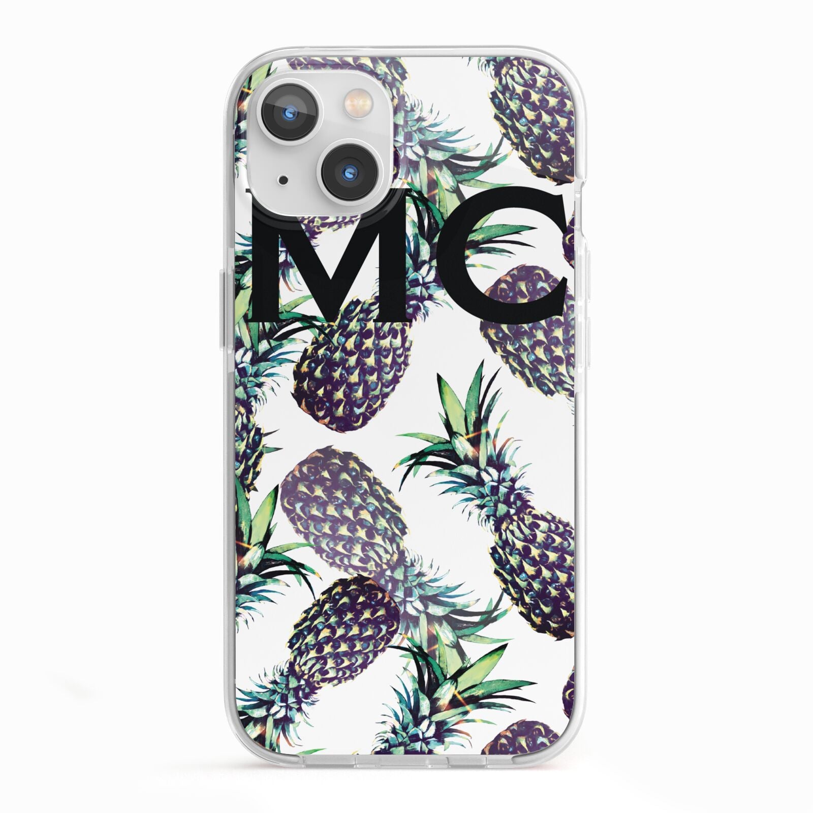 Personalised Pineapple Tropical White iPhone 13 TPU Impact Case with White Edges