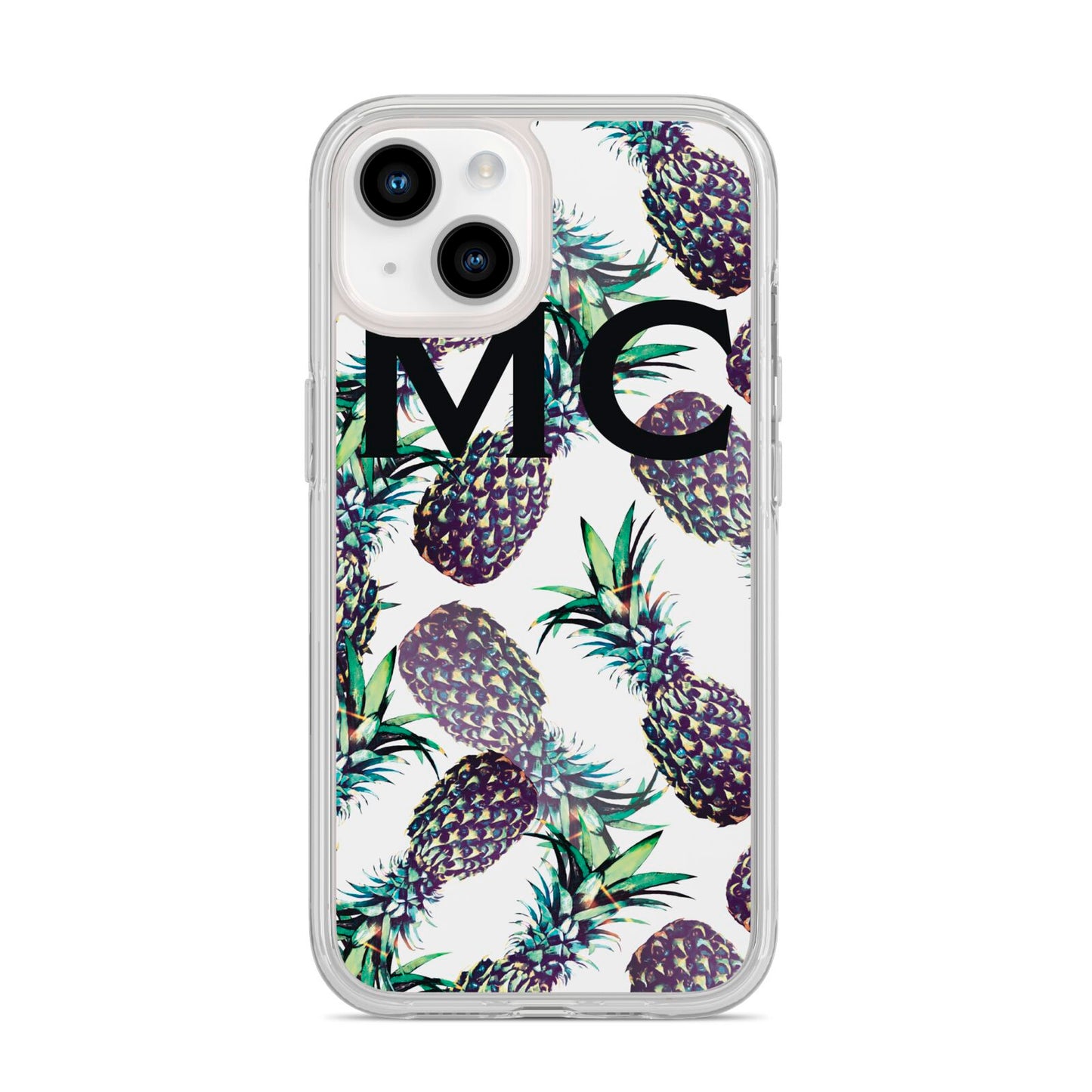 Personalised Pineapple Tropical White iPhone 14 Clear Tough Case Starlight