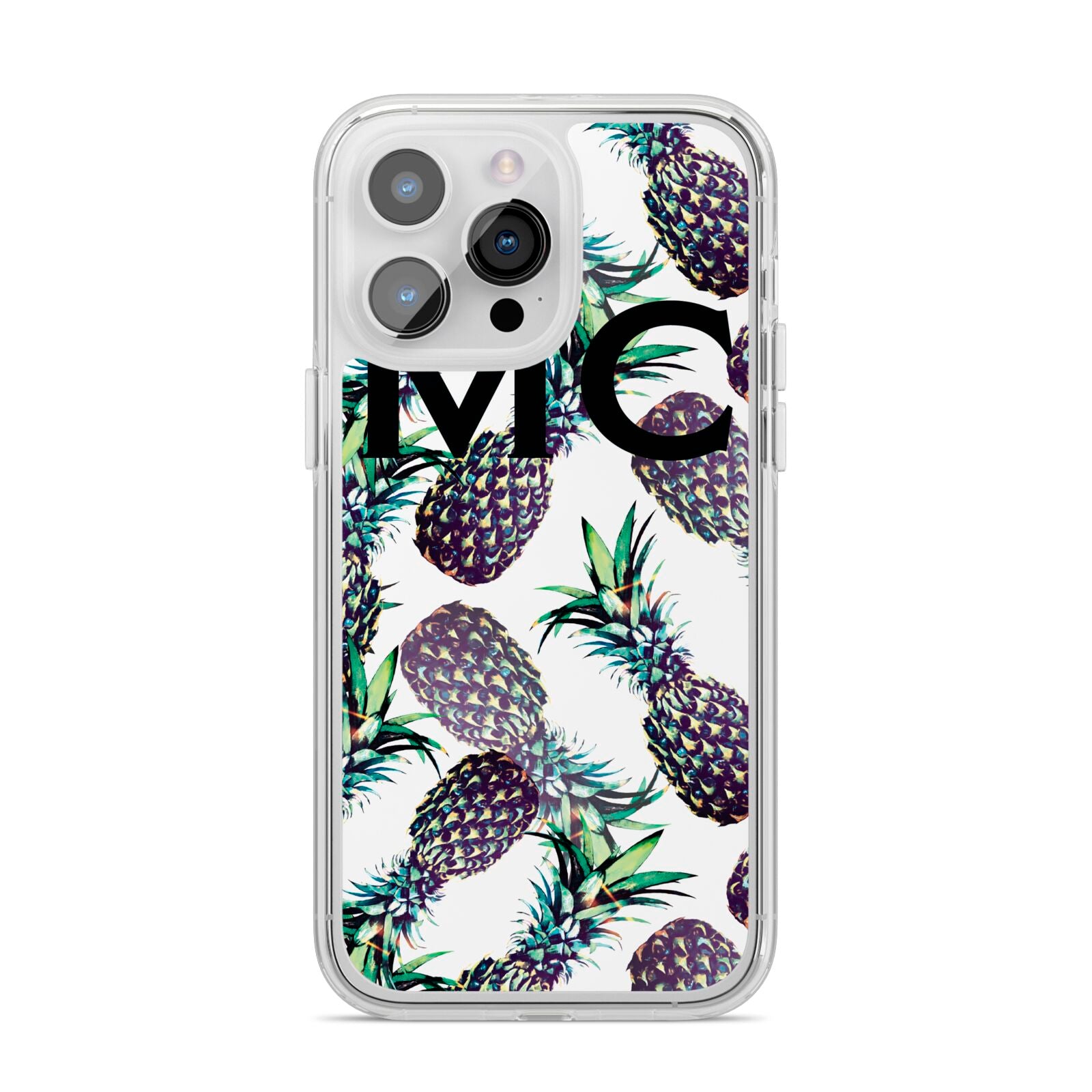 Personalised Pineapple Tropical White iPhone 14 Pro Max Clear Tough Case Silver